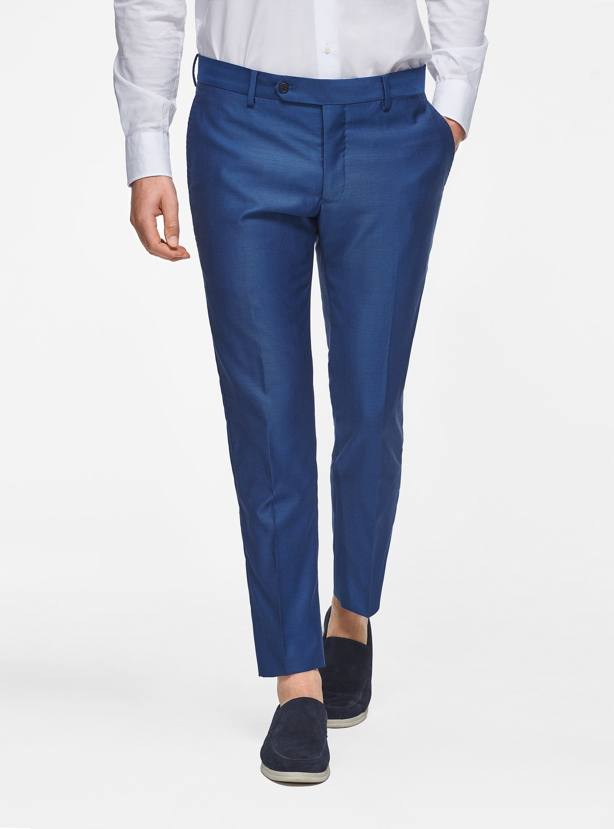 Trousers in pure 110's superfine wool, BLUE