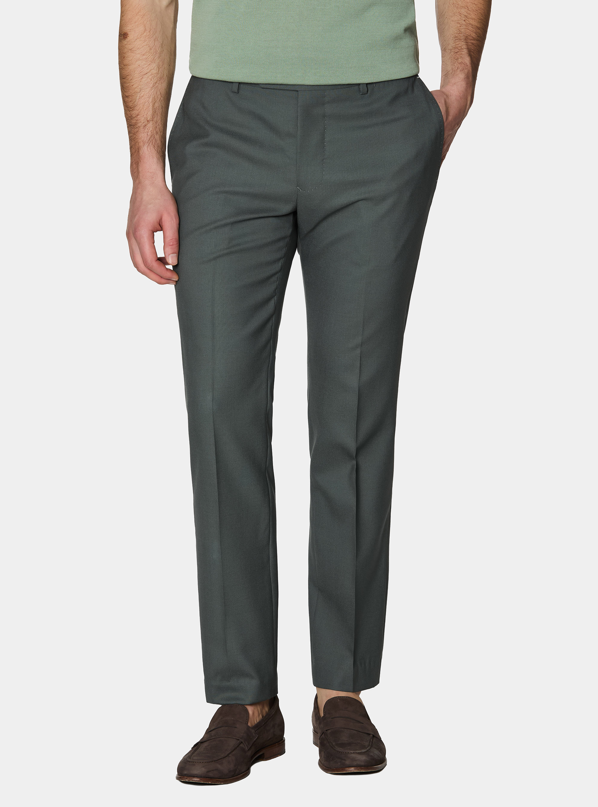 Vitale Barberis Canonico pure wool suit trousers, SALVIA 0602C