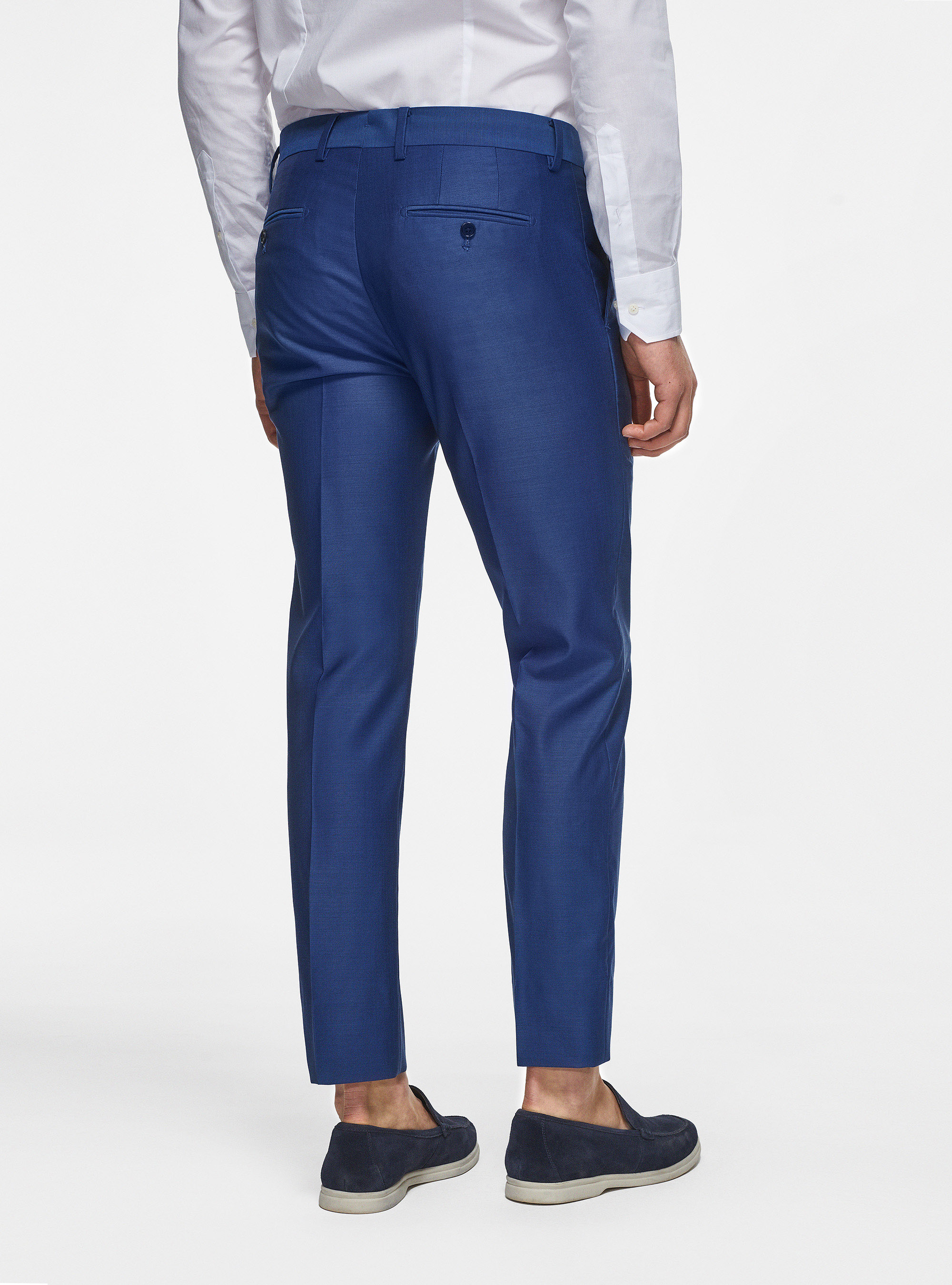 Trousers in pure 110's superfine wool, BLUE