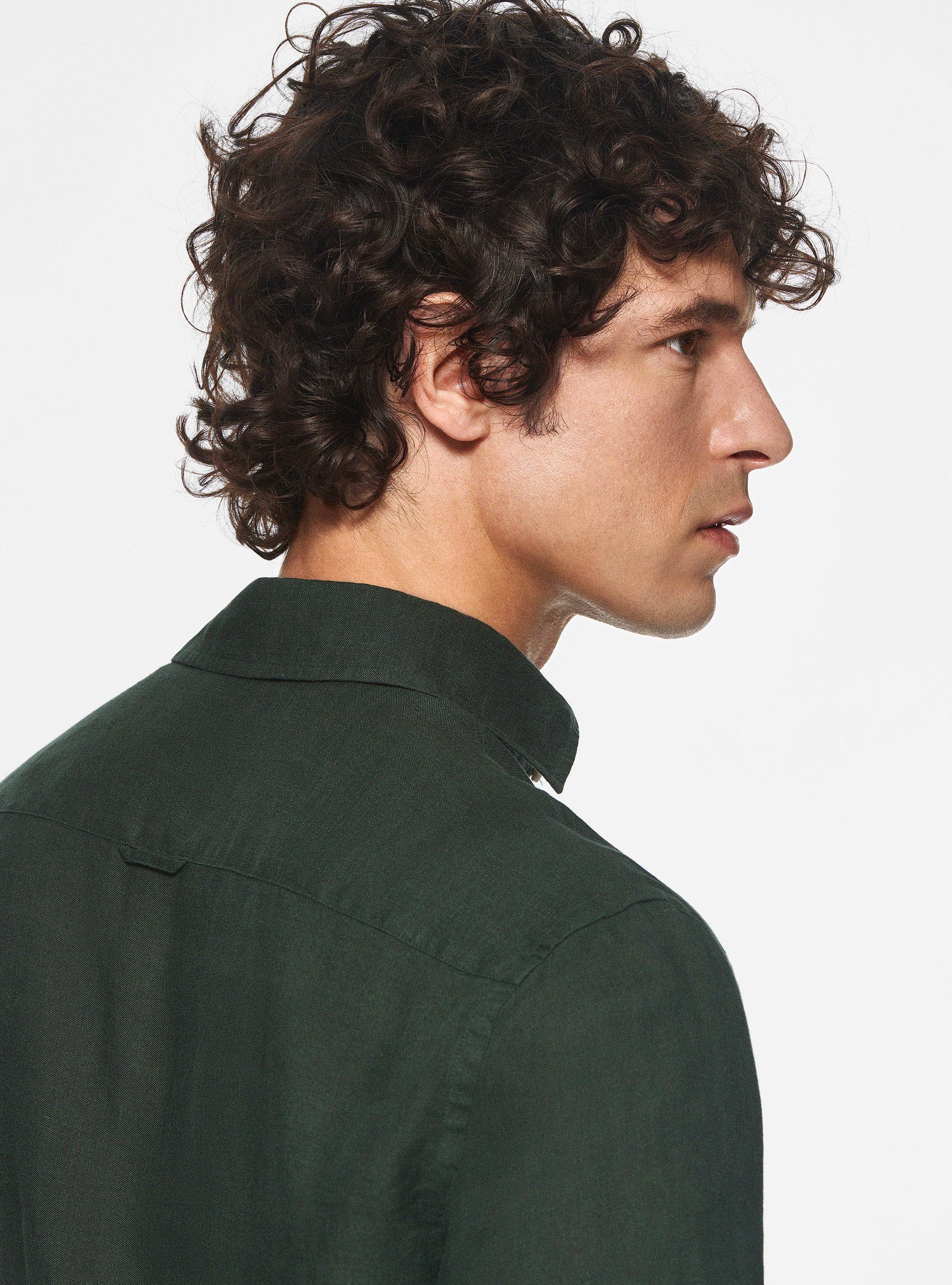 Camicia in puro lino, VERDE