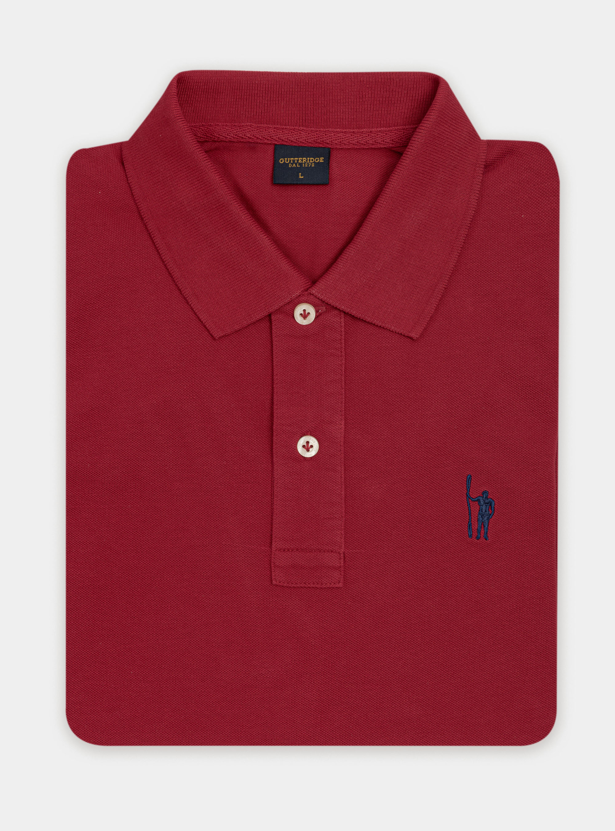 Polo in piquet con ricamo, ROSSO