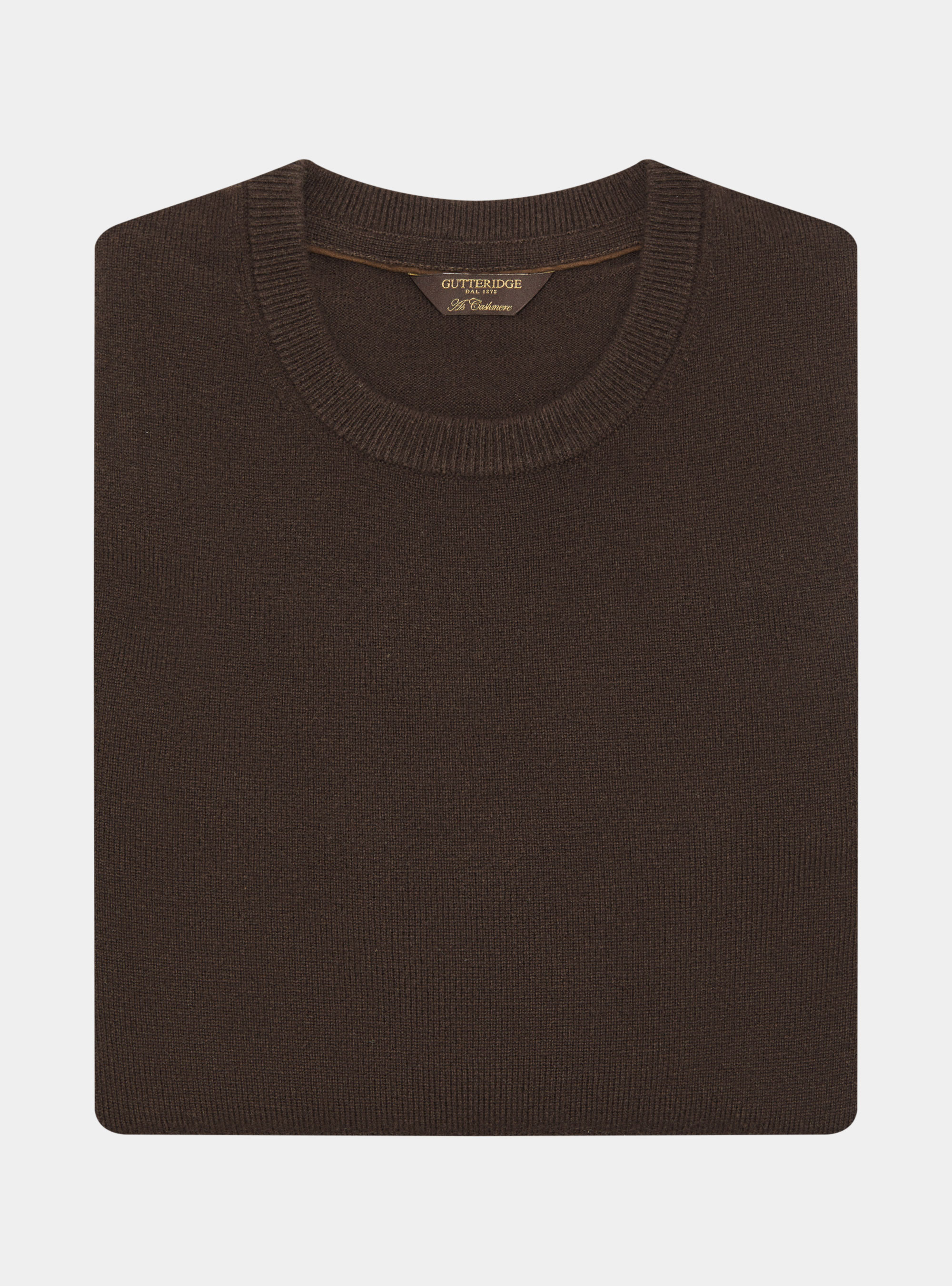 Maglia girocollo in lana lambswool e cashmere, MARRONE