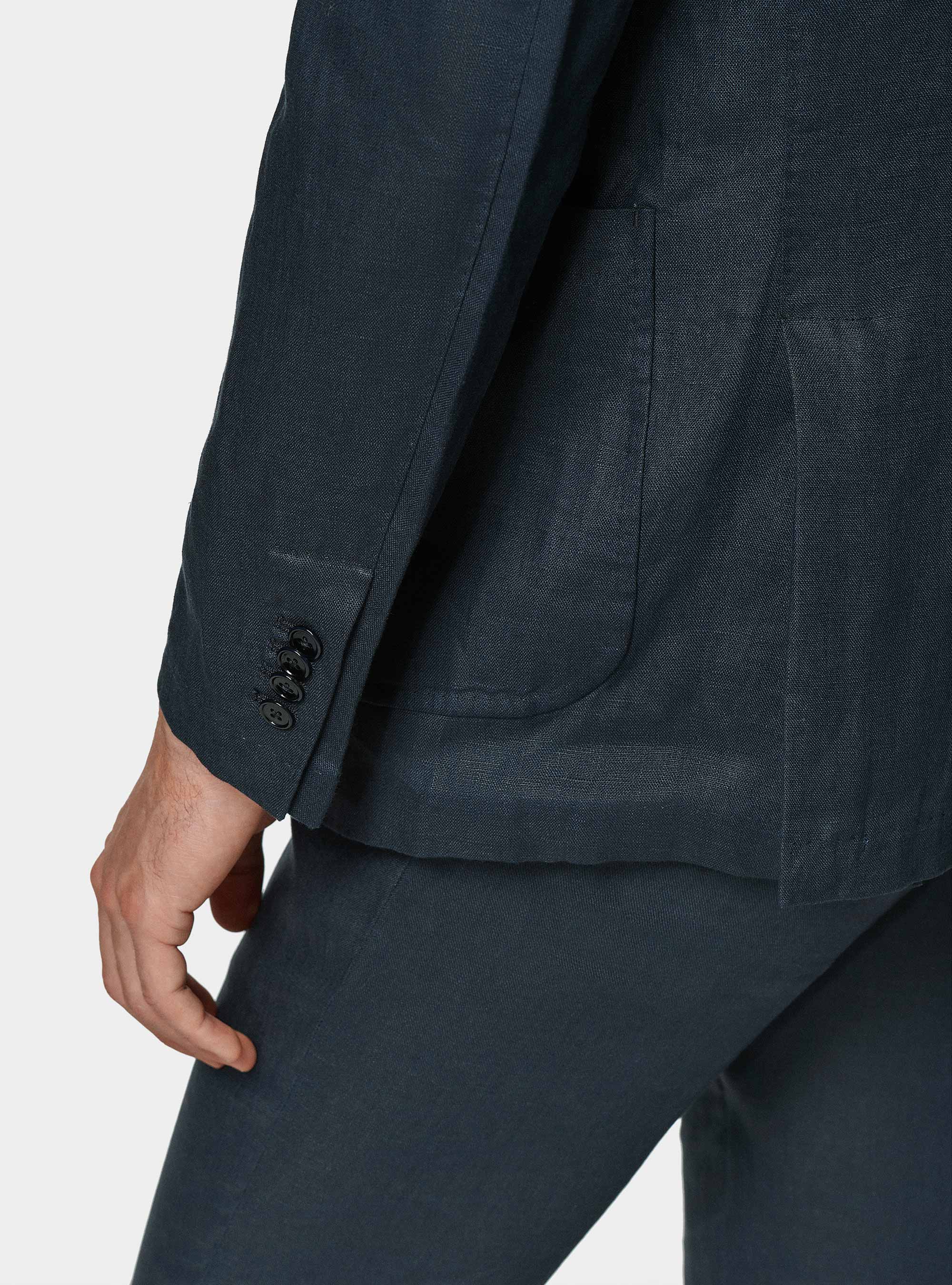 Pure linen suit blazer, NAVY BLUE