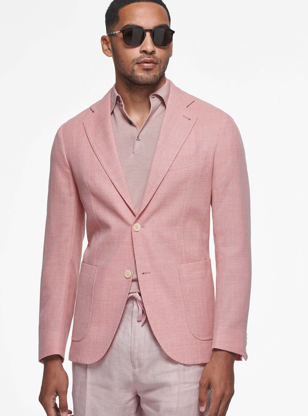 Micro-textured pure wool blazer, PINK