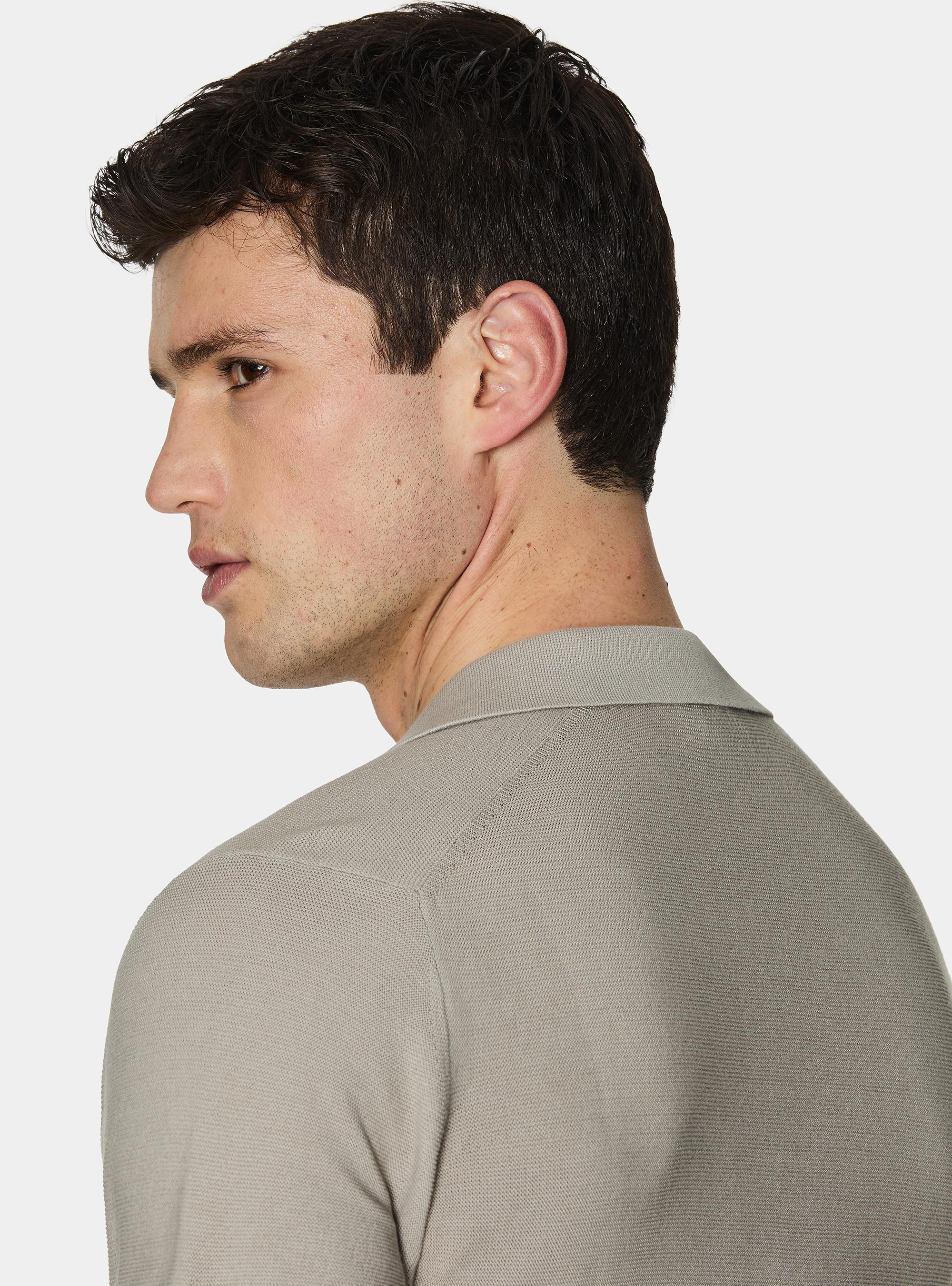 Gestricktes Links-Poloshirt aus extrafeiner Baumwolle, SABBIA 0561C