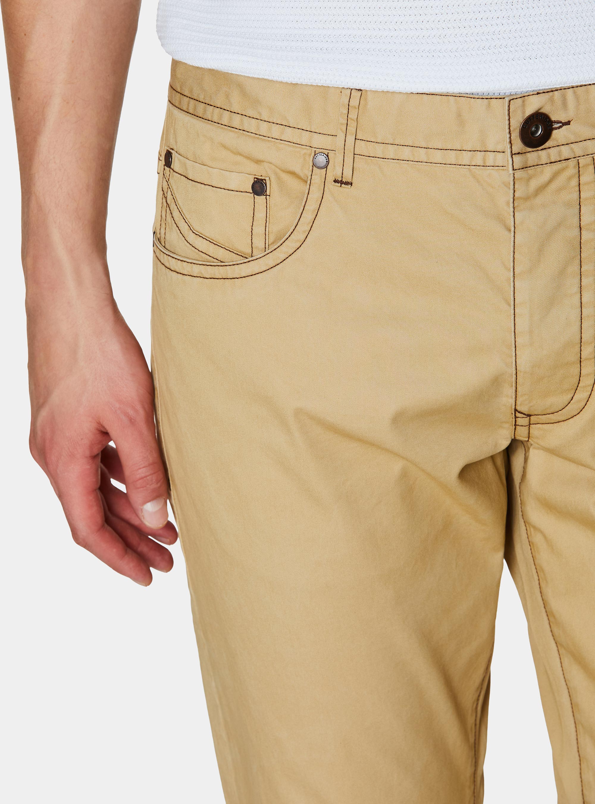 Slim fit cotton trousers, GIALLO CHIARO 0784C