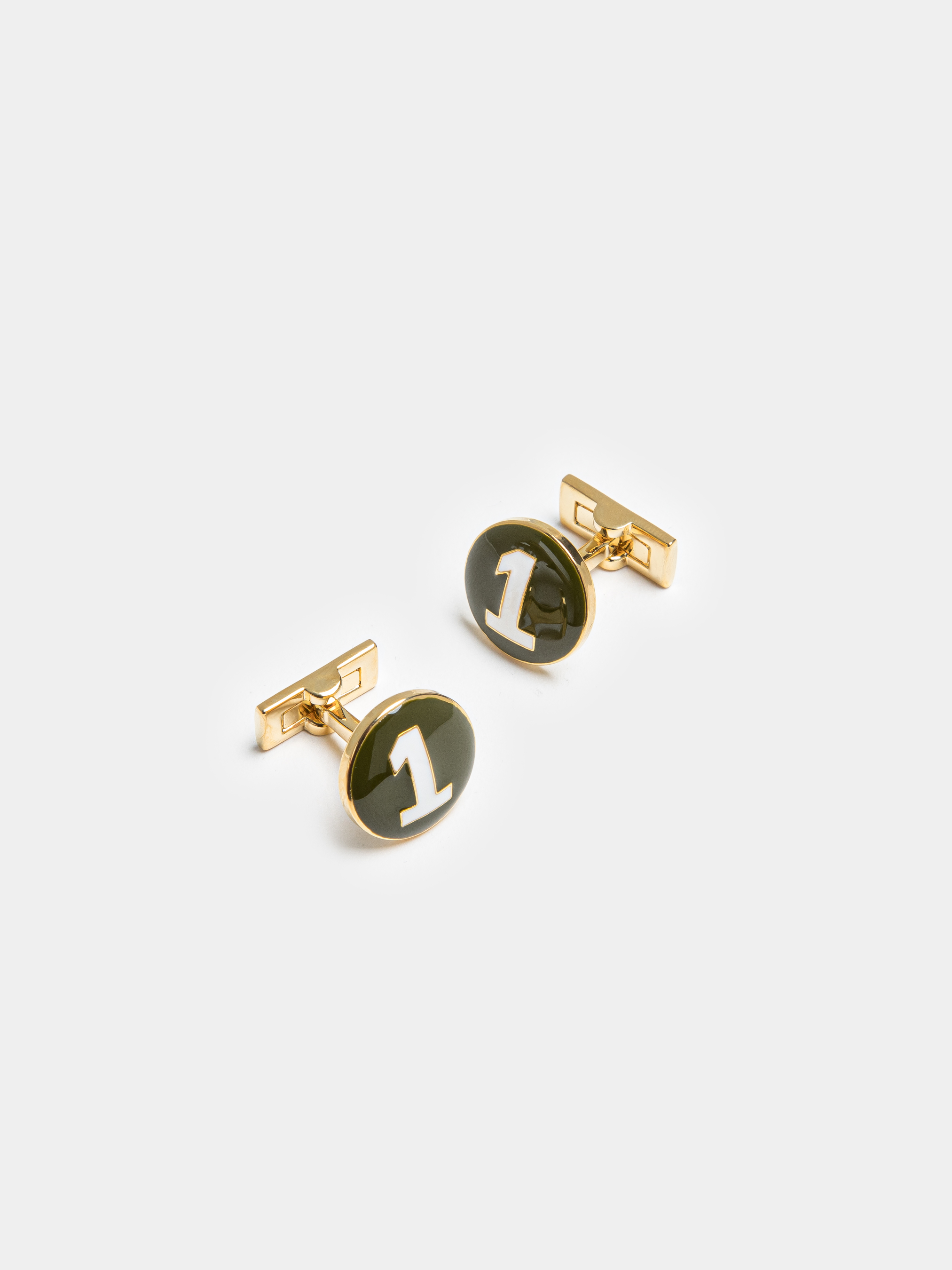 Cufflinks with 1, OLIVE
