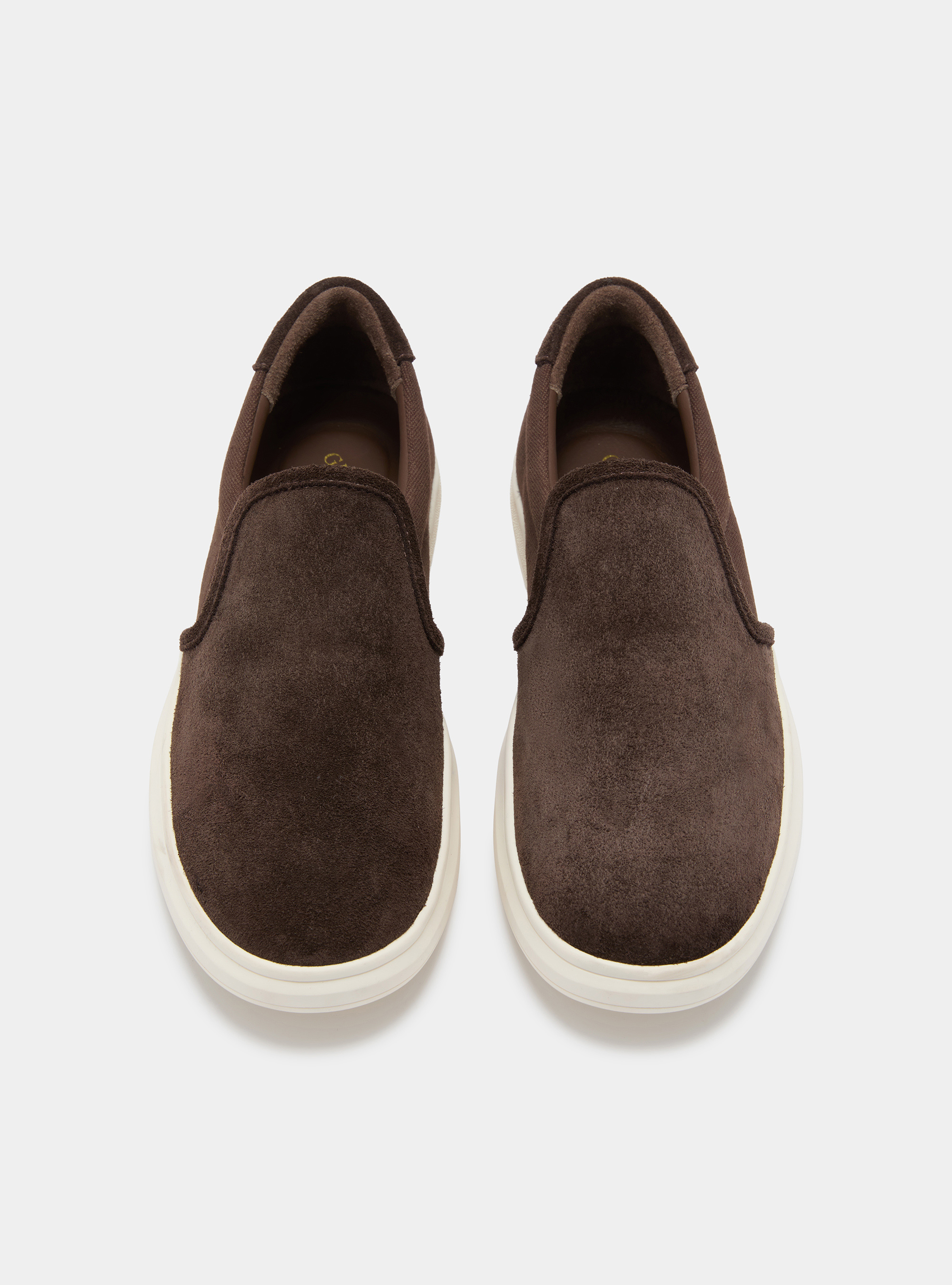 Suede and canvas slip-on, BROWN