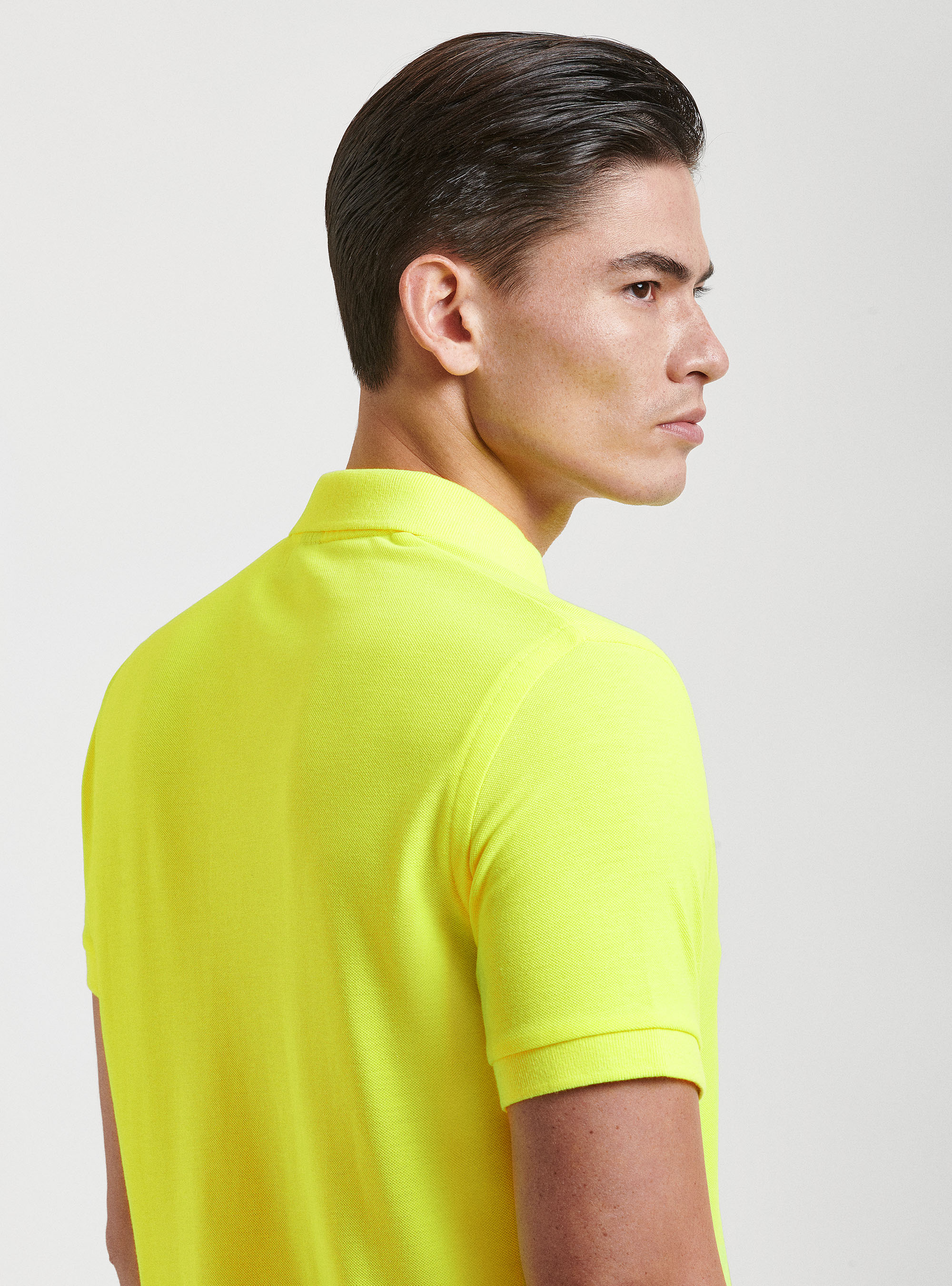 Polo fluorescente in piquet con ricamo, 0751C GIALLO FLUO