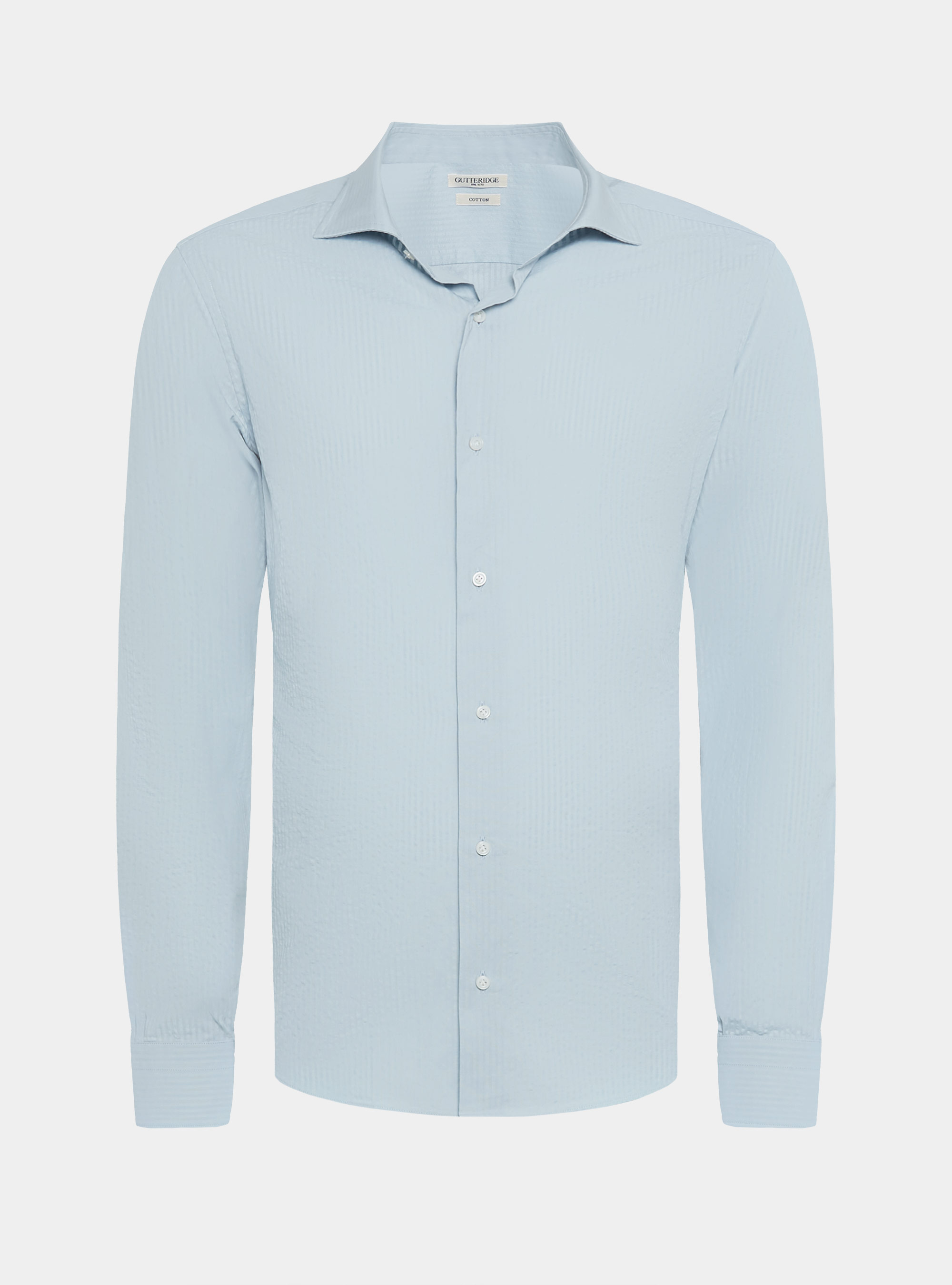 Camicia in puro cotone seersucker, AZZURRO