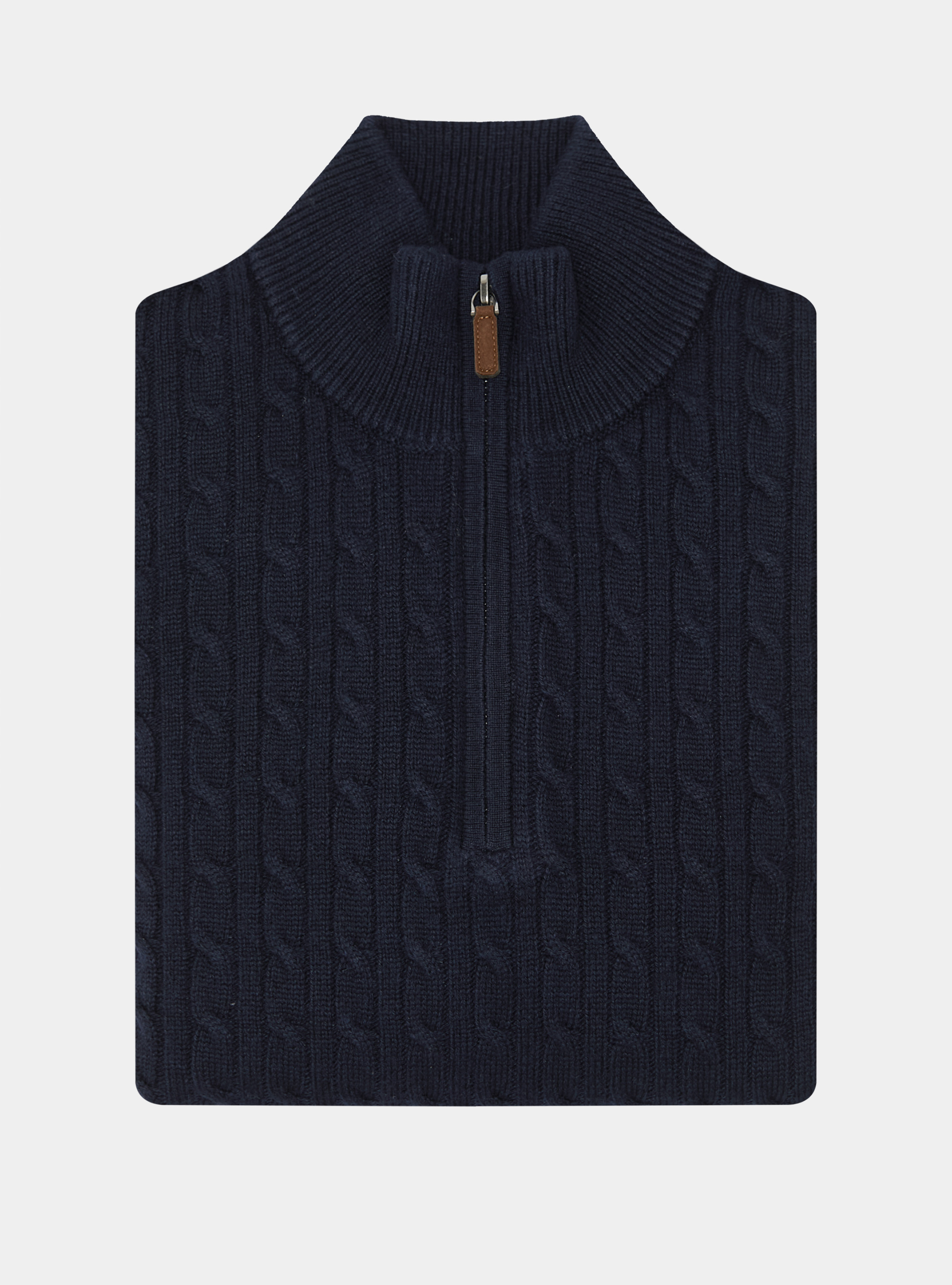 Maglia con collo mock e treccia in misto lana, BLU NAVY