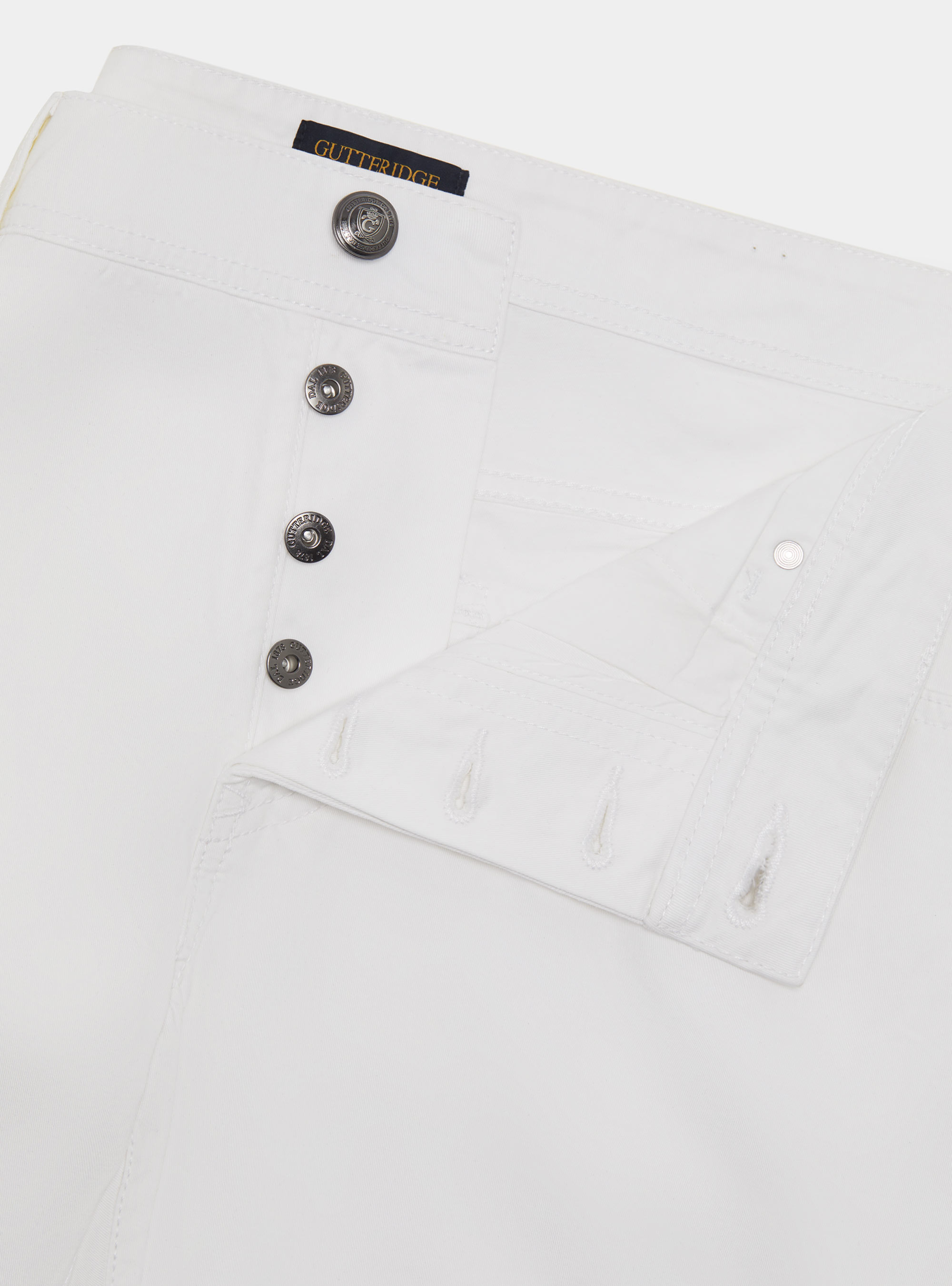 Pantal&oacute;n de 5 bolsillos en sarga de algod&oacute;n, BLANCO