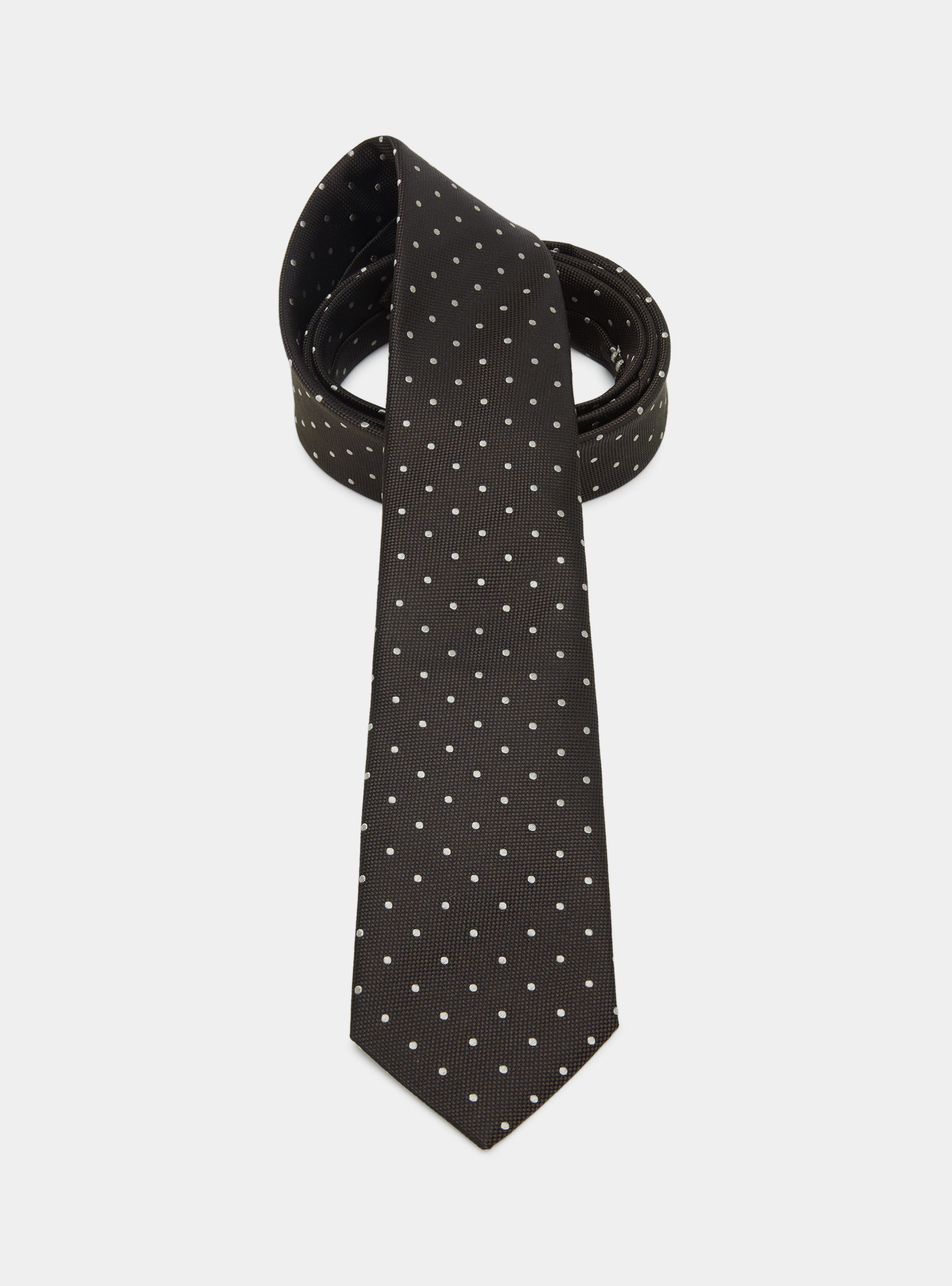 Polka Dot Silk Tie, BROWN/ECRU B093