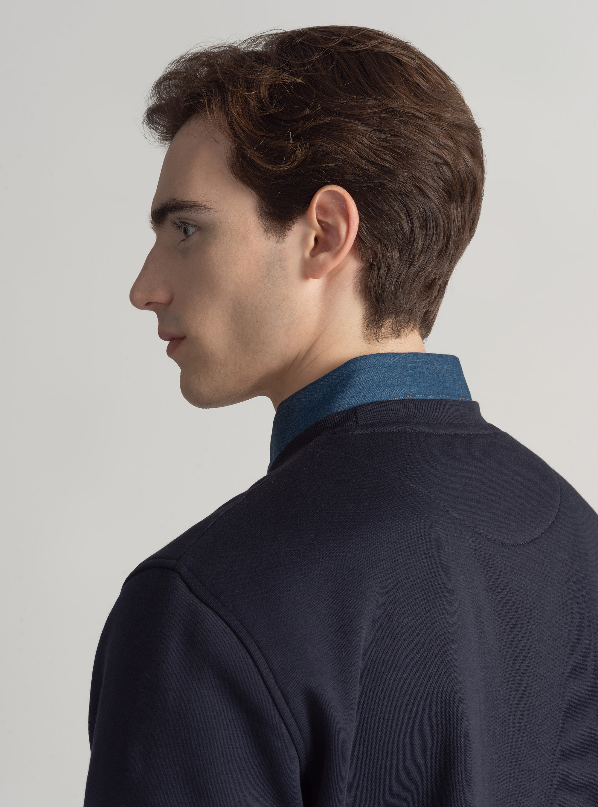 Crew neck sweatshirt with rubberised logo GT01, NAVY BLUE