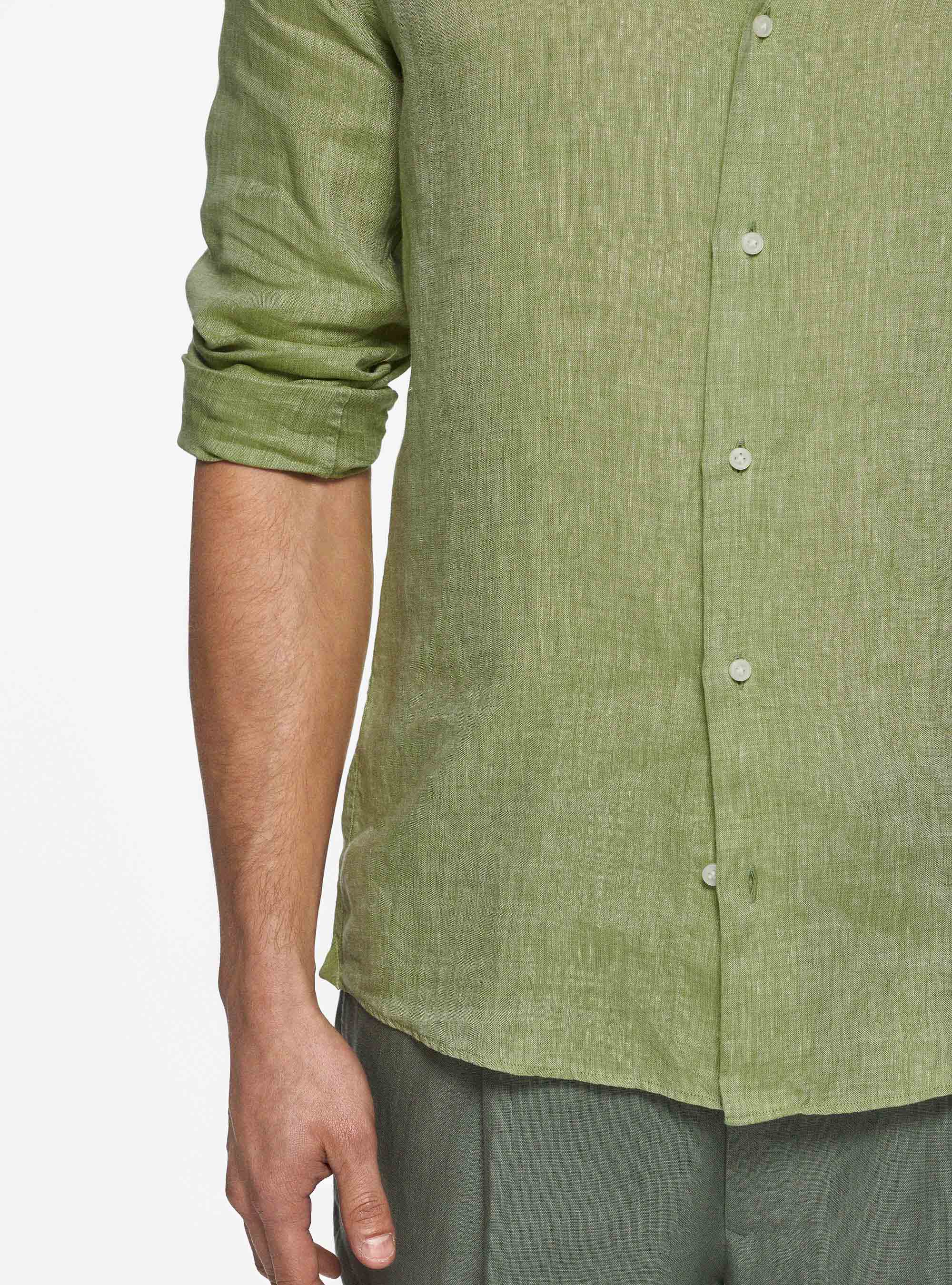 Camicia in puro lino, VERDE PISTACCHIO 0616C