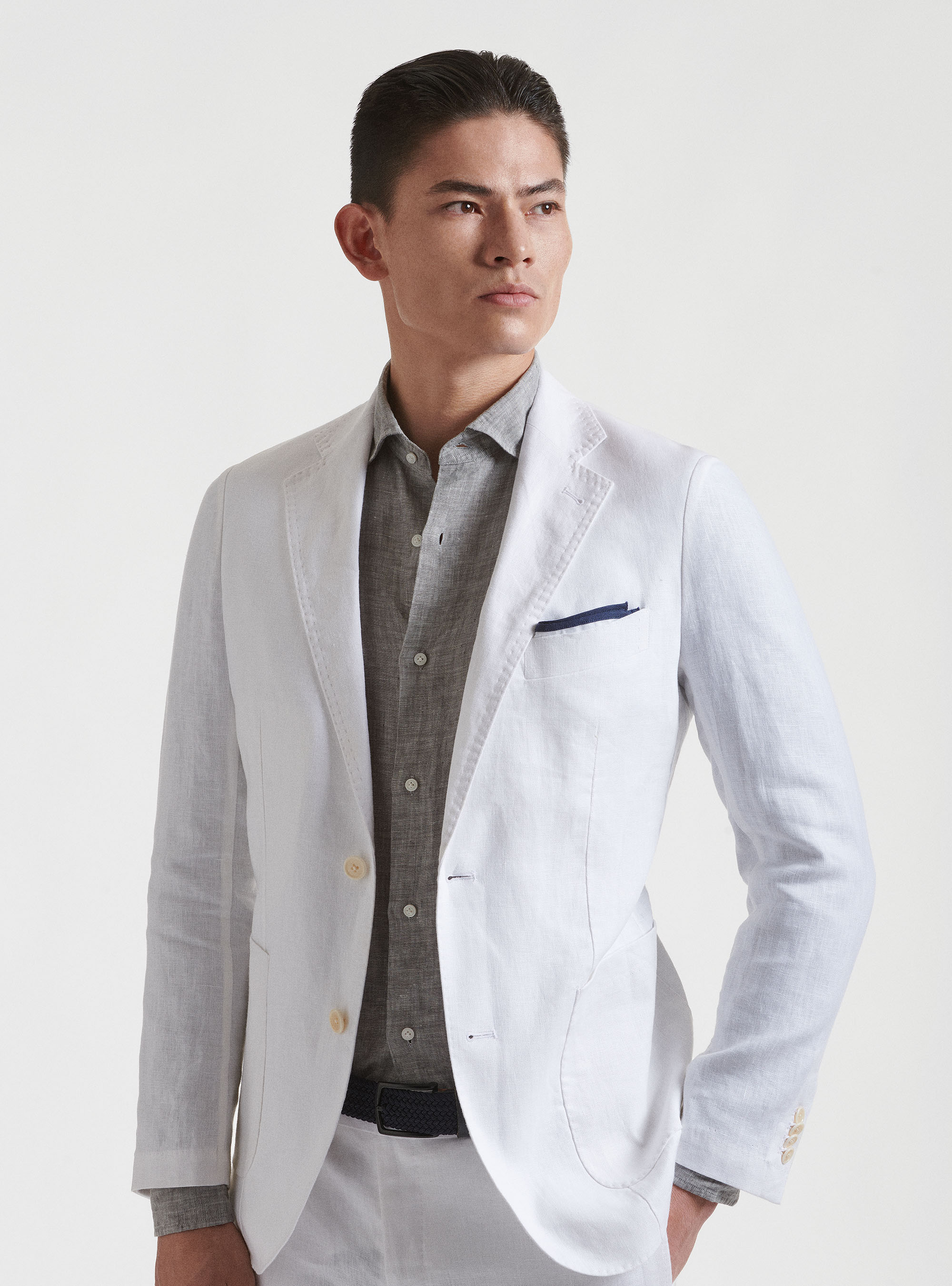 Pure linen suit blazer, WHITE
