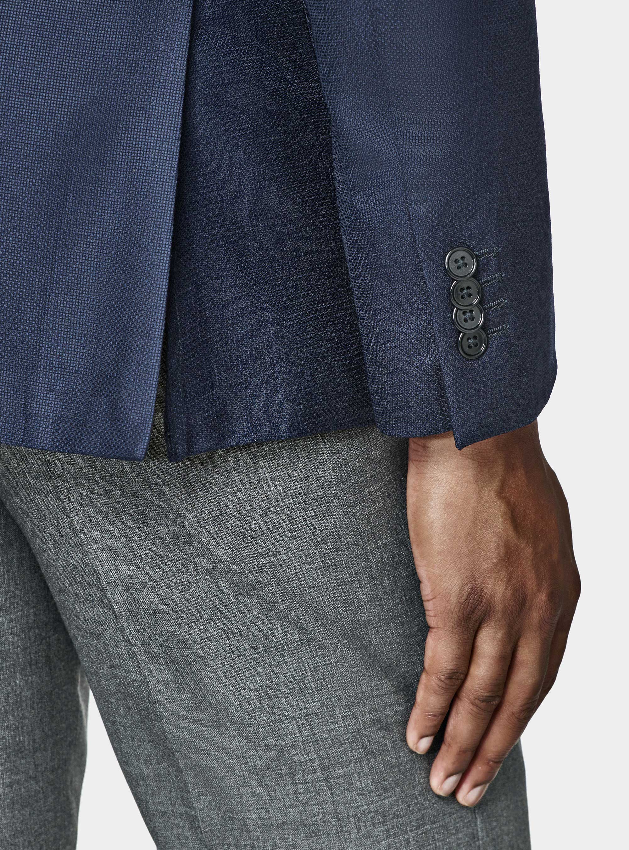 Pure wool hopsack blazer Vitale Barberis Canonico, NAVY BLUE
