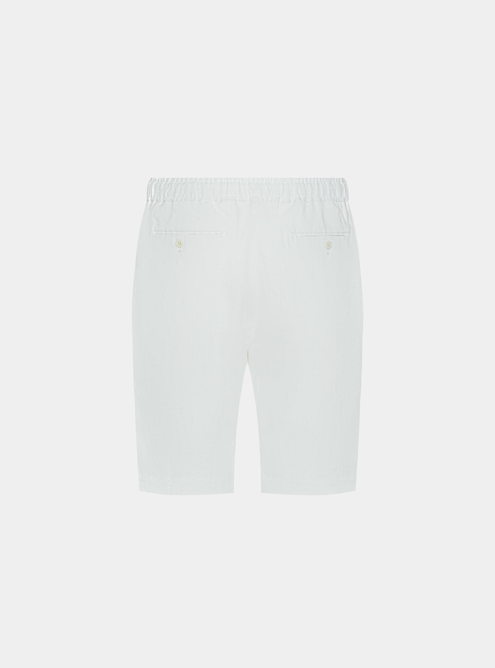Pure linen bermuda shorts with elastic band, WHITE