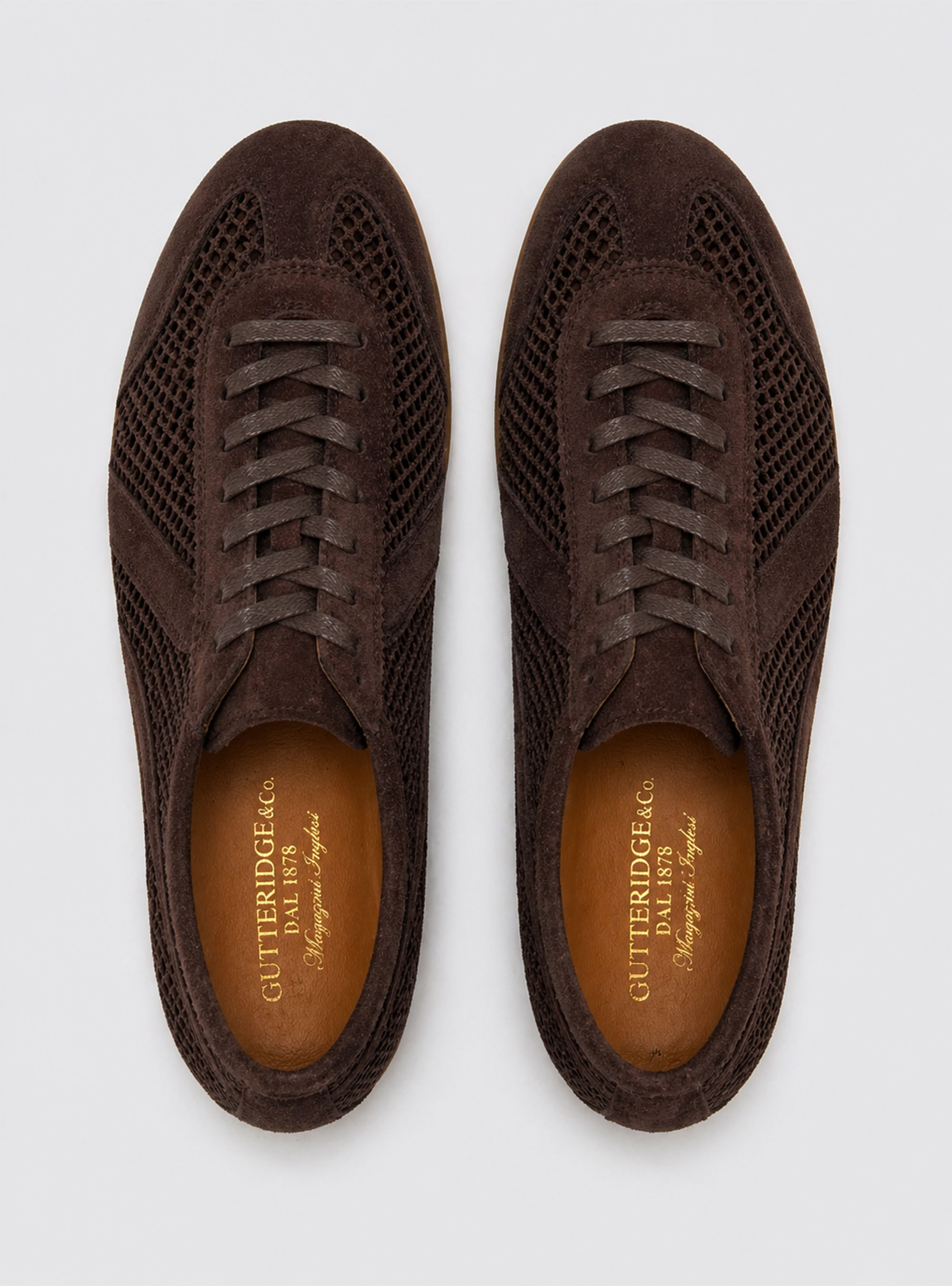 Zapatillas de ante y malla, MARRON