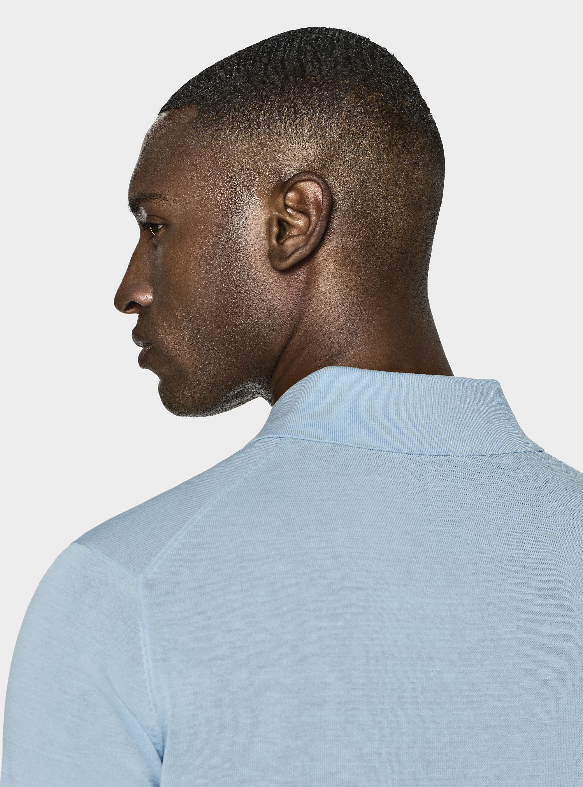Poloshirt aus Baumwolle und Seide, AZZURRO 0276C