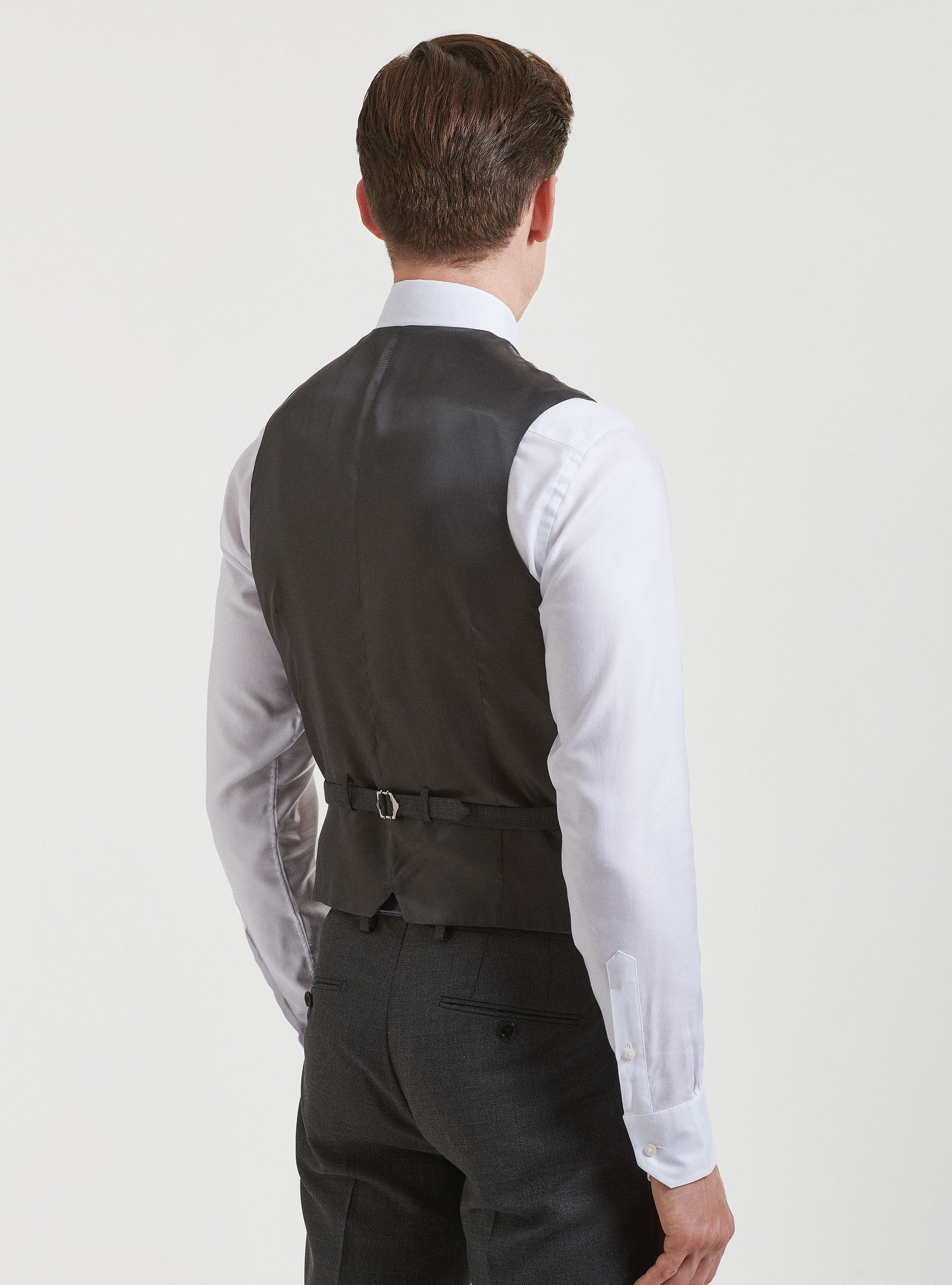 Vitale Barberis Canonico pure wool waistcoat, ASPHALT GREY