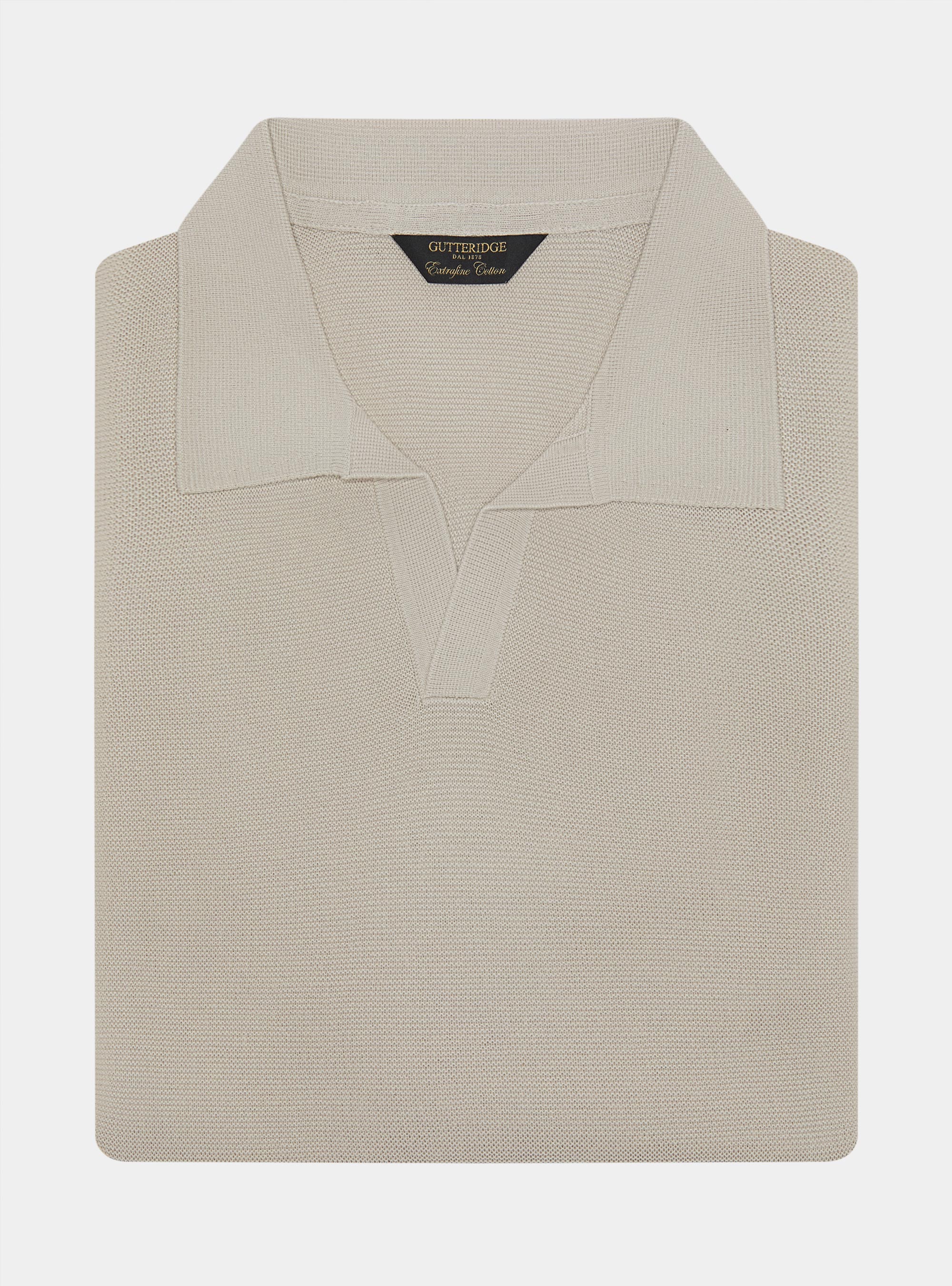 Polo &agrave; tricot&eacute;s en coton extra-fin, &Atilde; CRU