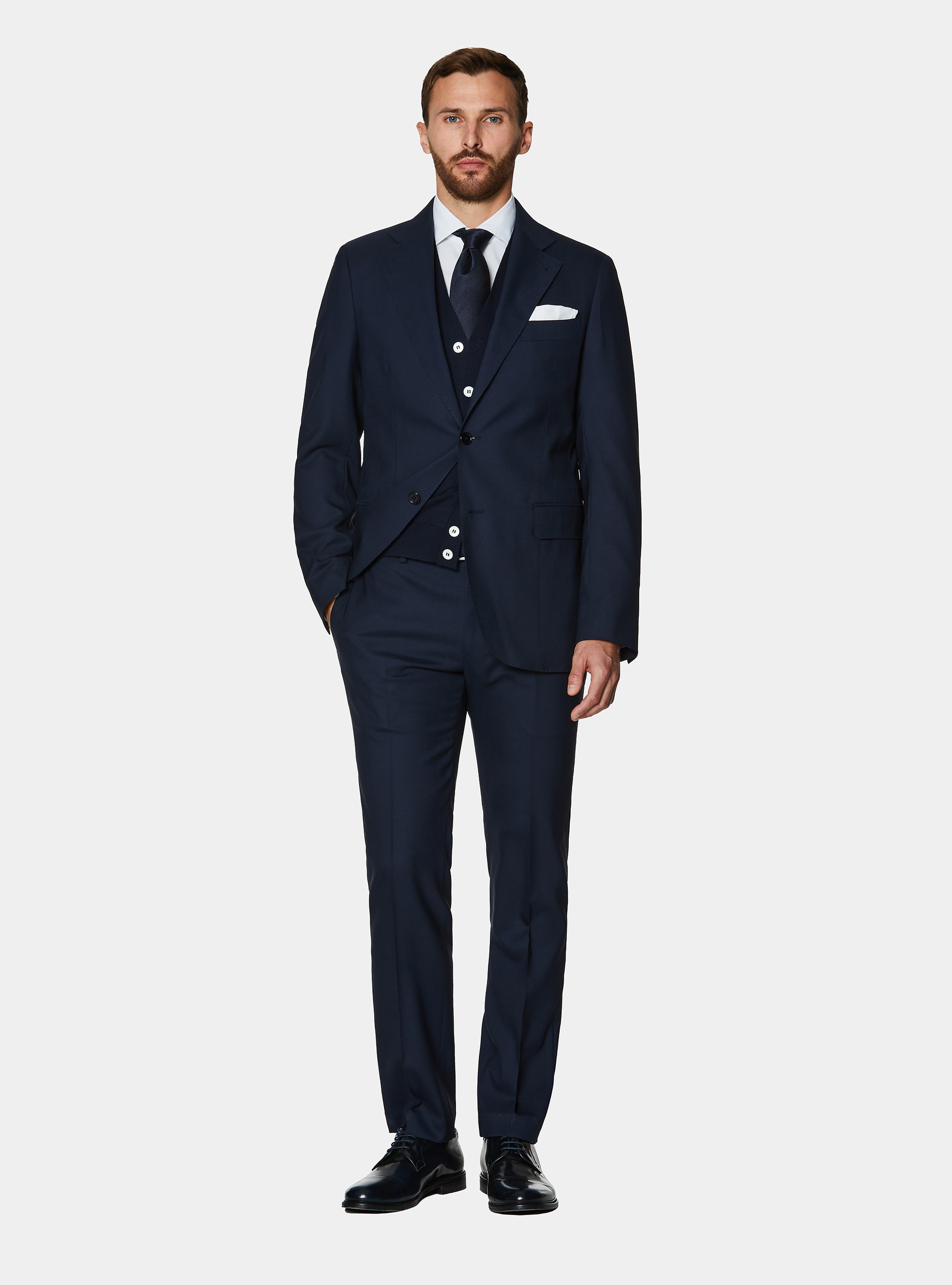 Navy blue wool suit by Vitale Barberis Canonico, 