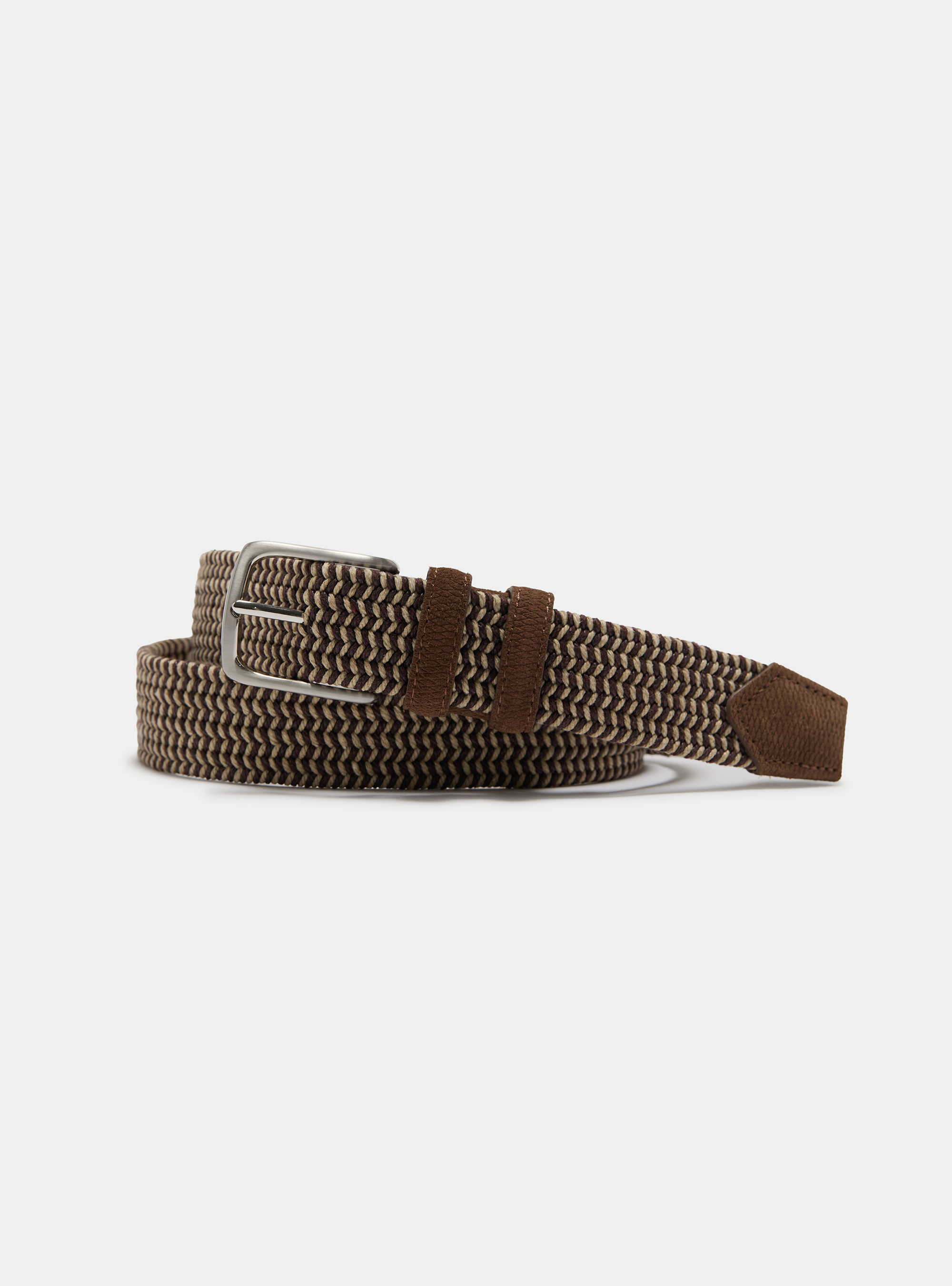 Two-color braided belt, BROWN