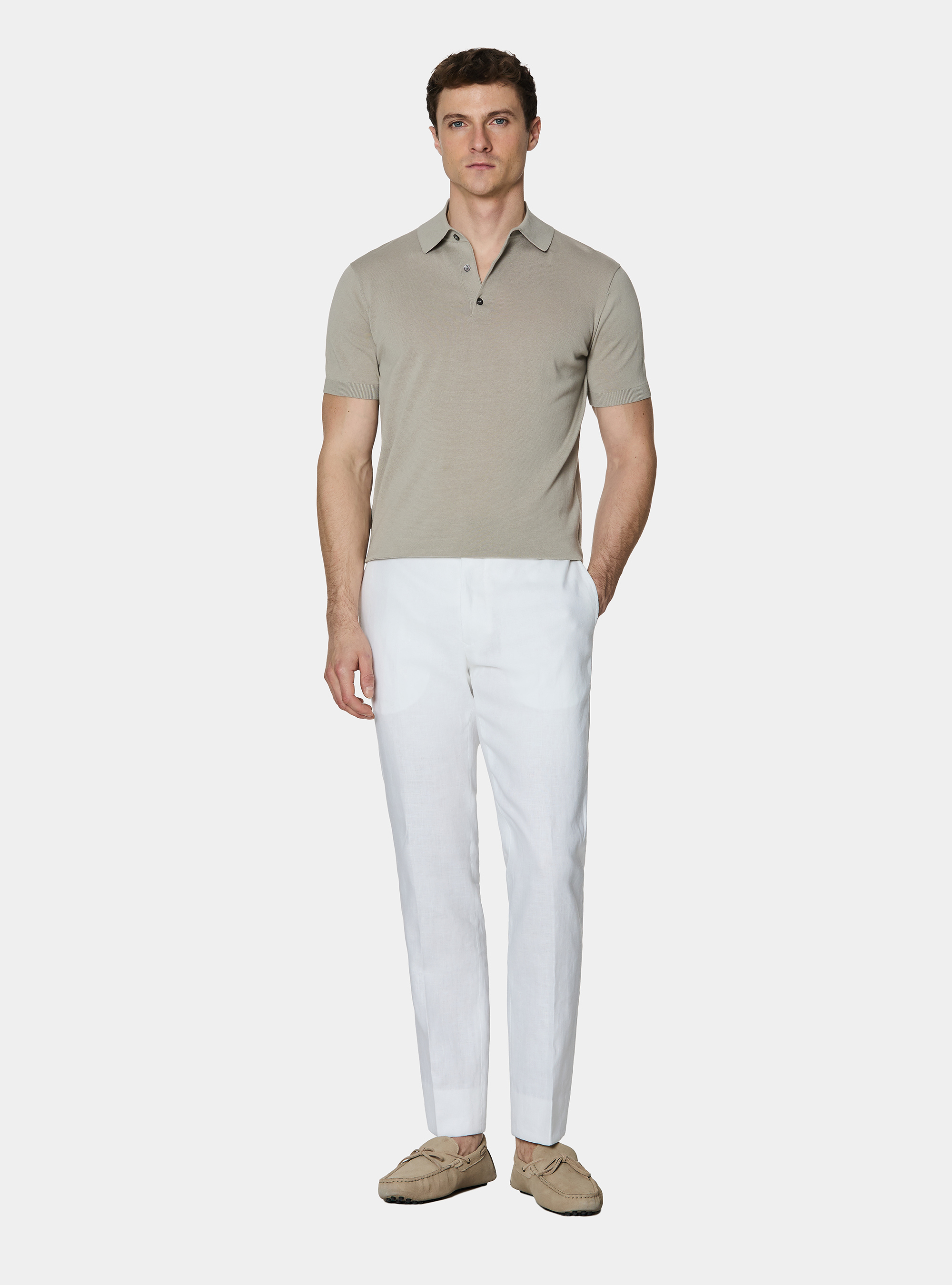 Poloshirt aus extrafeinem Baumwollstrick, SABBIA 0561C