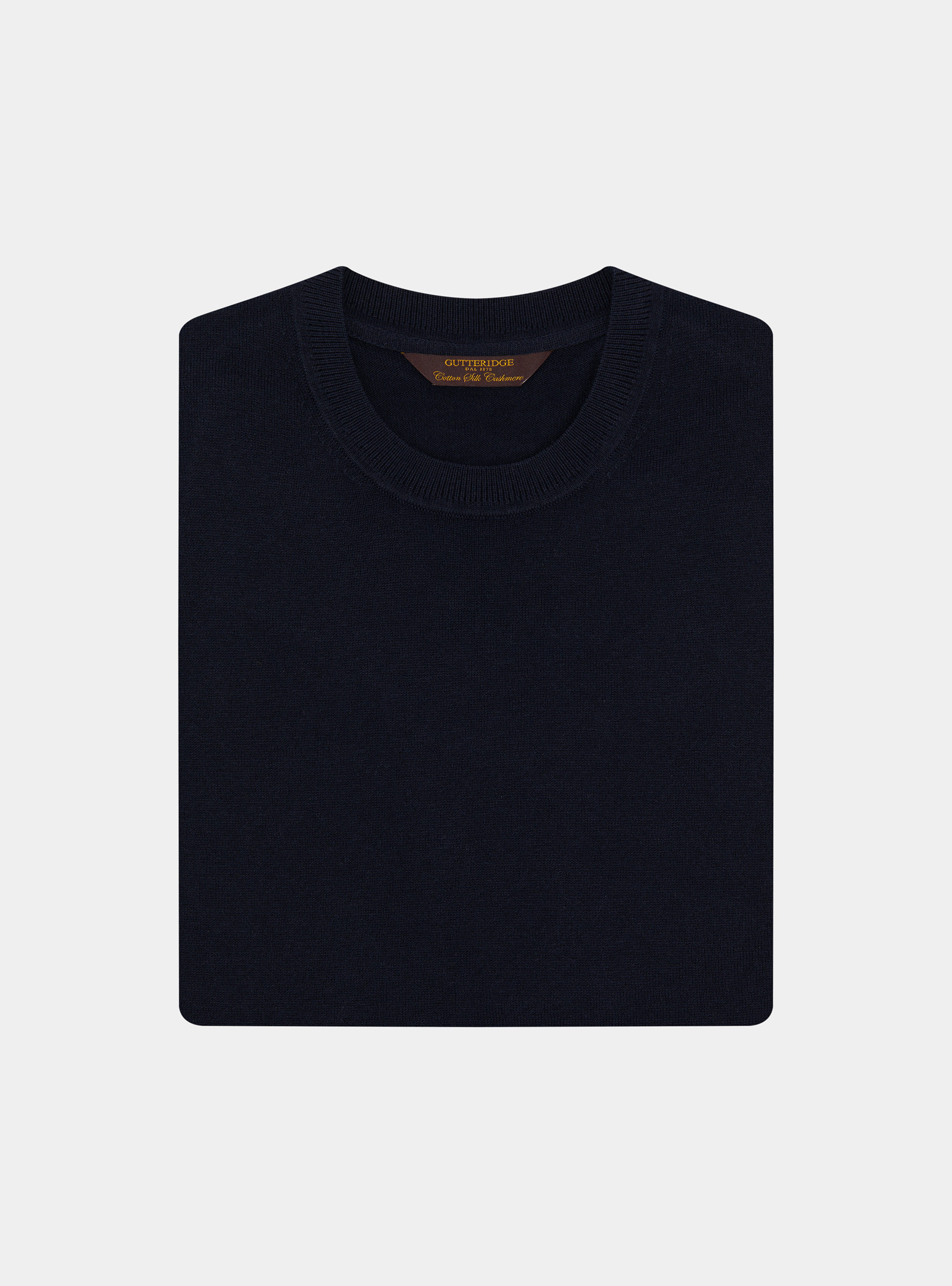 Cotton silk and cashmere crew neck sweater, NAVY BLUE