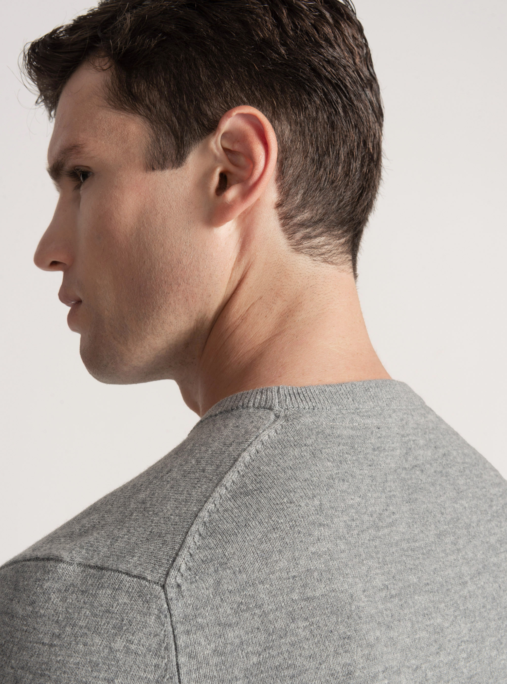 Maglia girocollo in lana lambswool e cashmere, GRIGIO MELANGE 0151C
