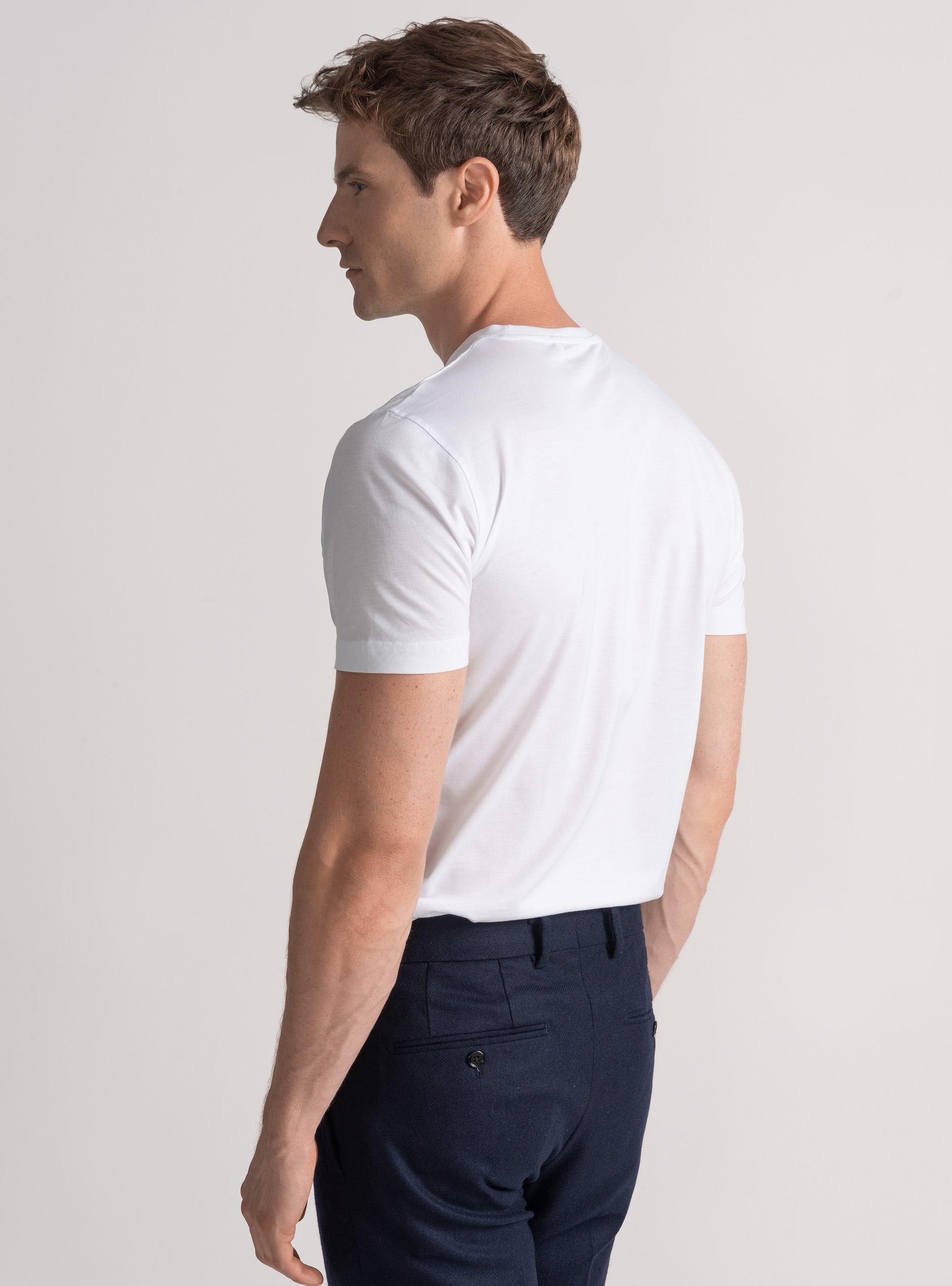 T-shirt &agrave; demi-manches en coton Supima, BLANC
