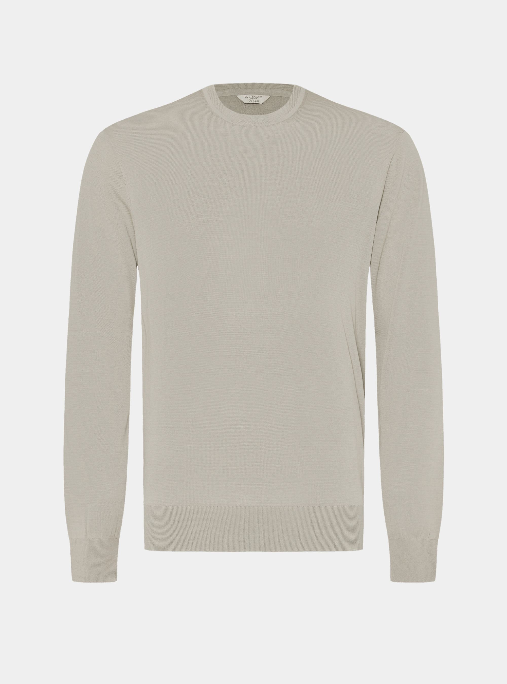 Cotton and silk crew neck sweater, SAND