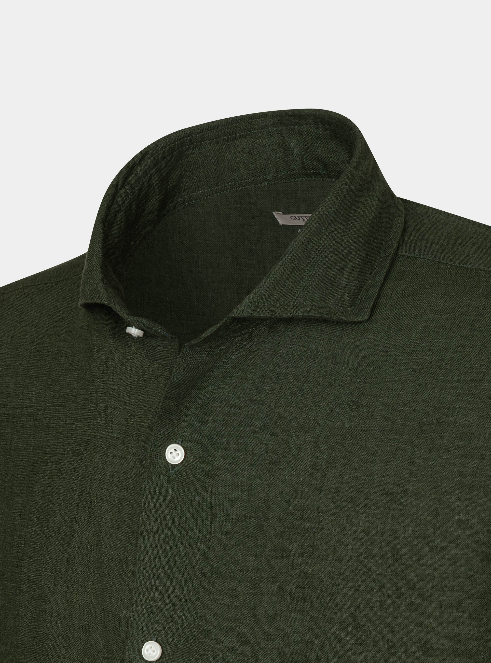 Chemise &agrave; col fran&ccedil;ais en pur lin, VERT