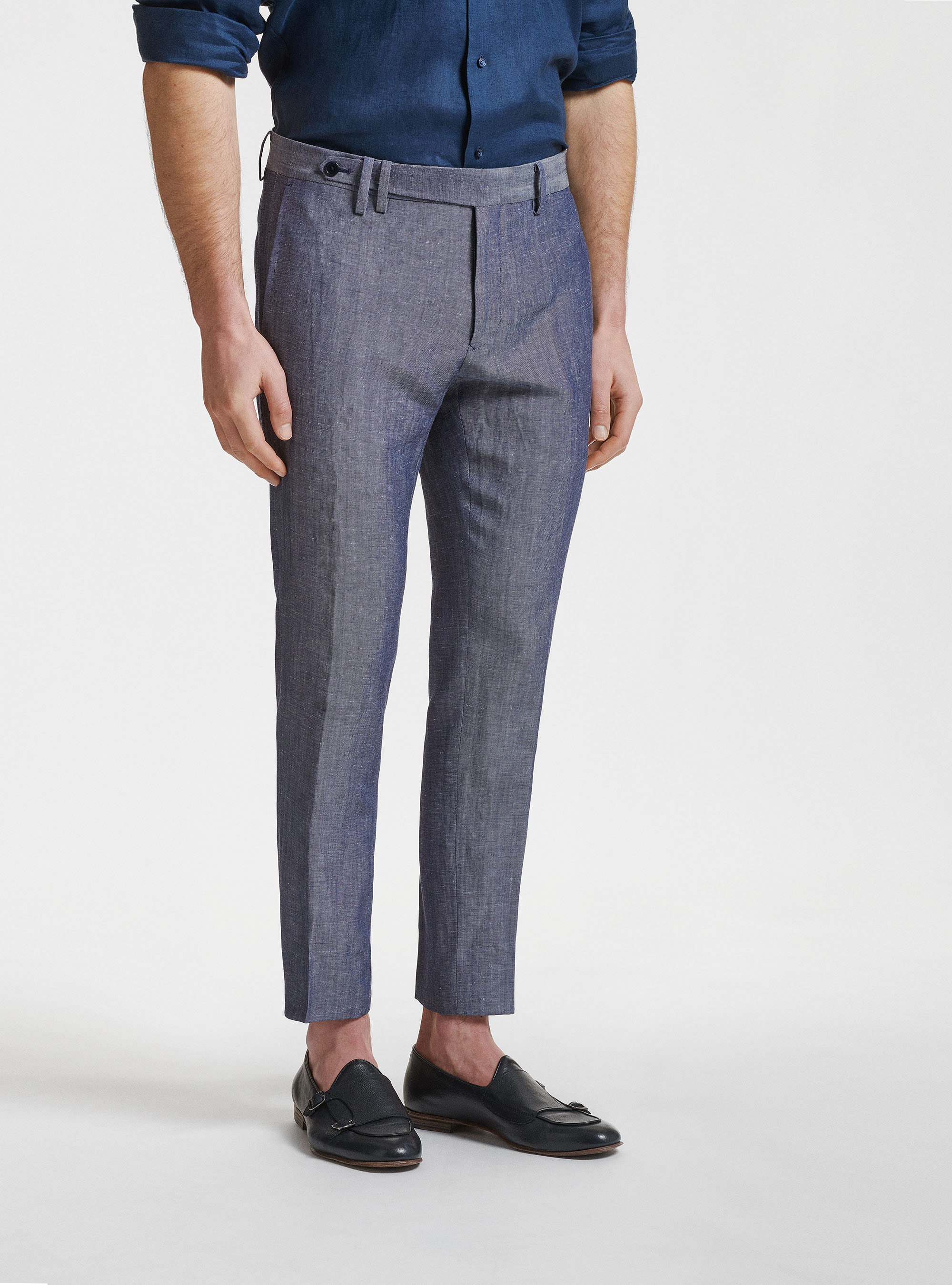 Wool and linen suit trousers DUEMILAGORI, 0243C DENIM