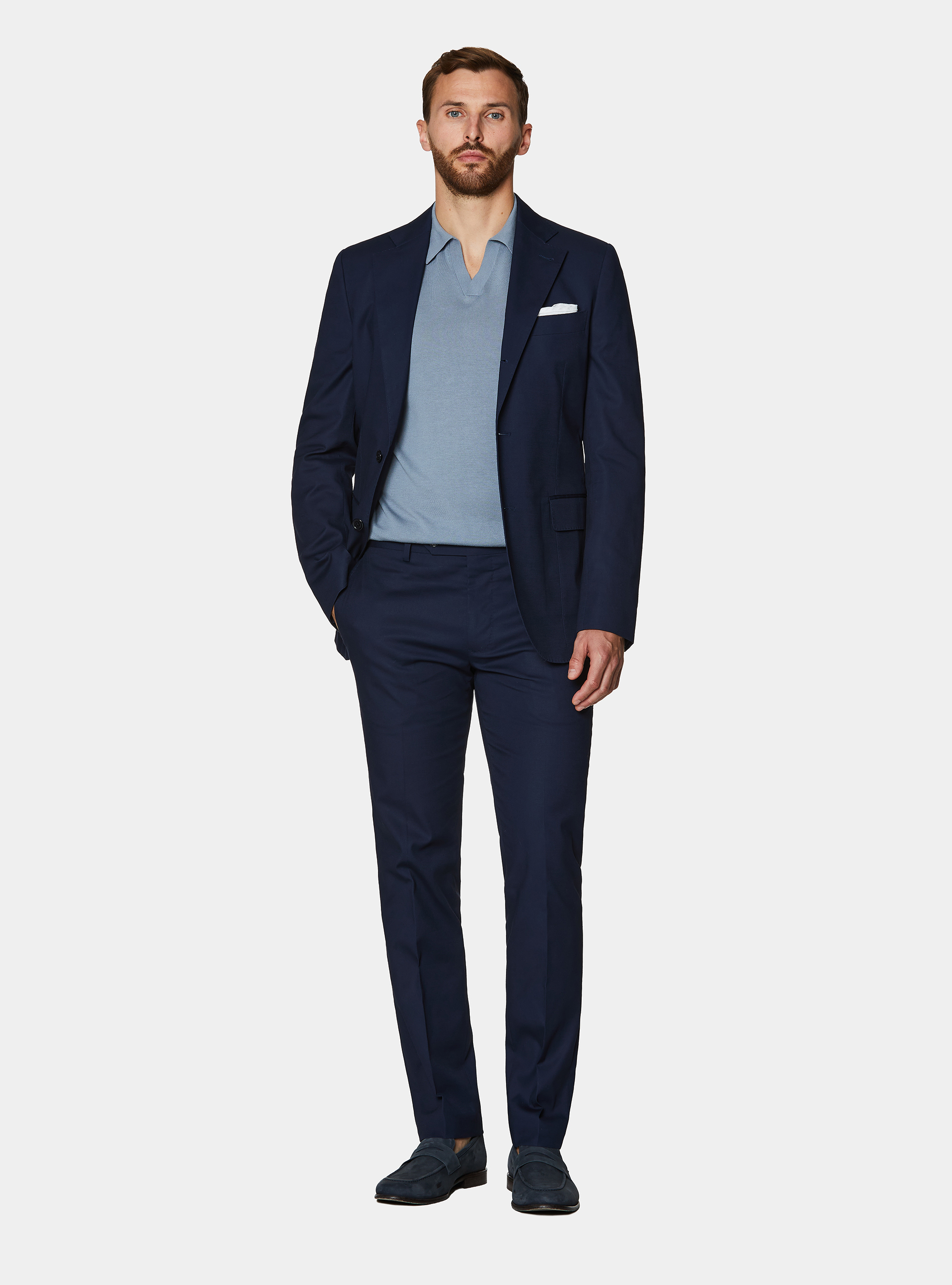 Cotton suit blazer, NAVY BLUE