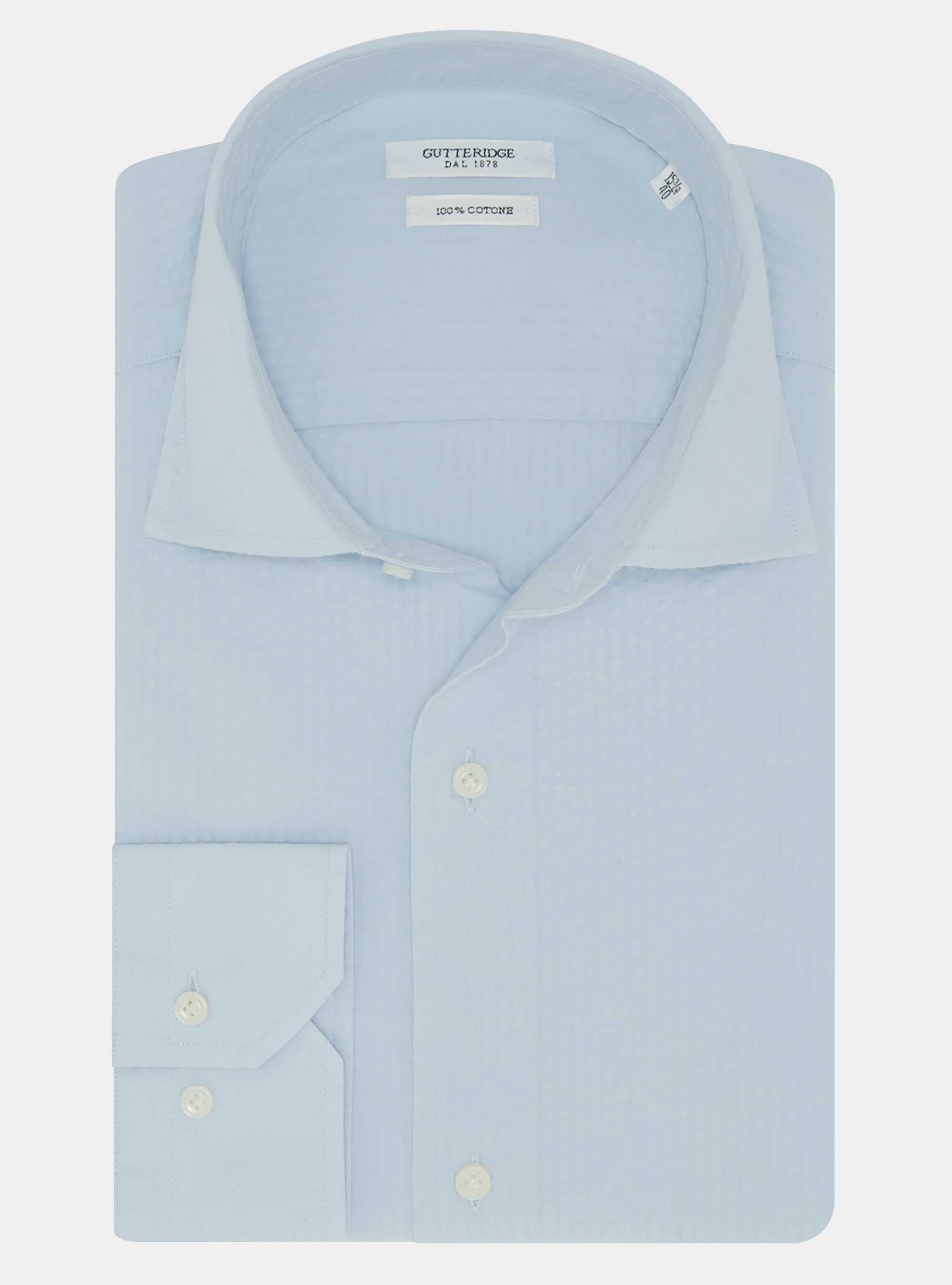 Camicia in puro cotone seersucker, AZZURRO