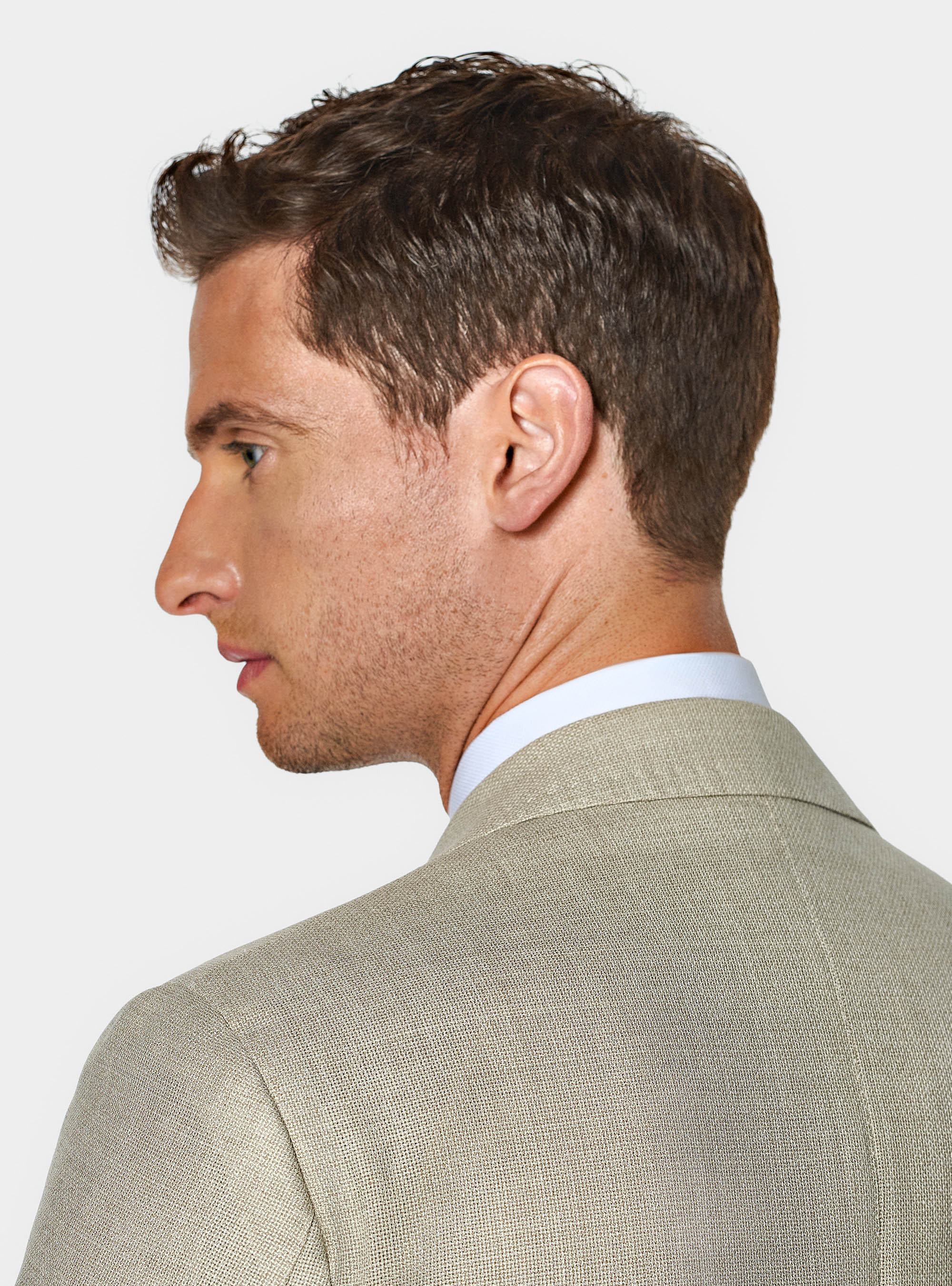 Pure wool hopsack blazer Vitale Barberis Canonico, ECRU