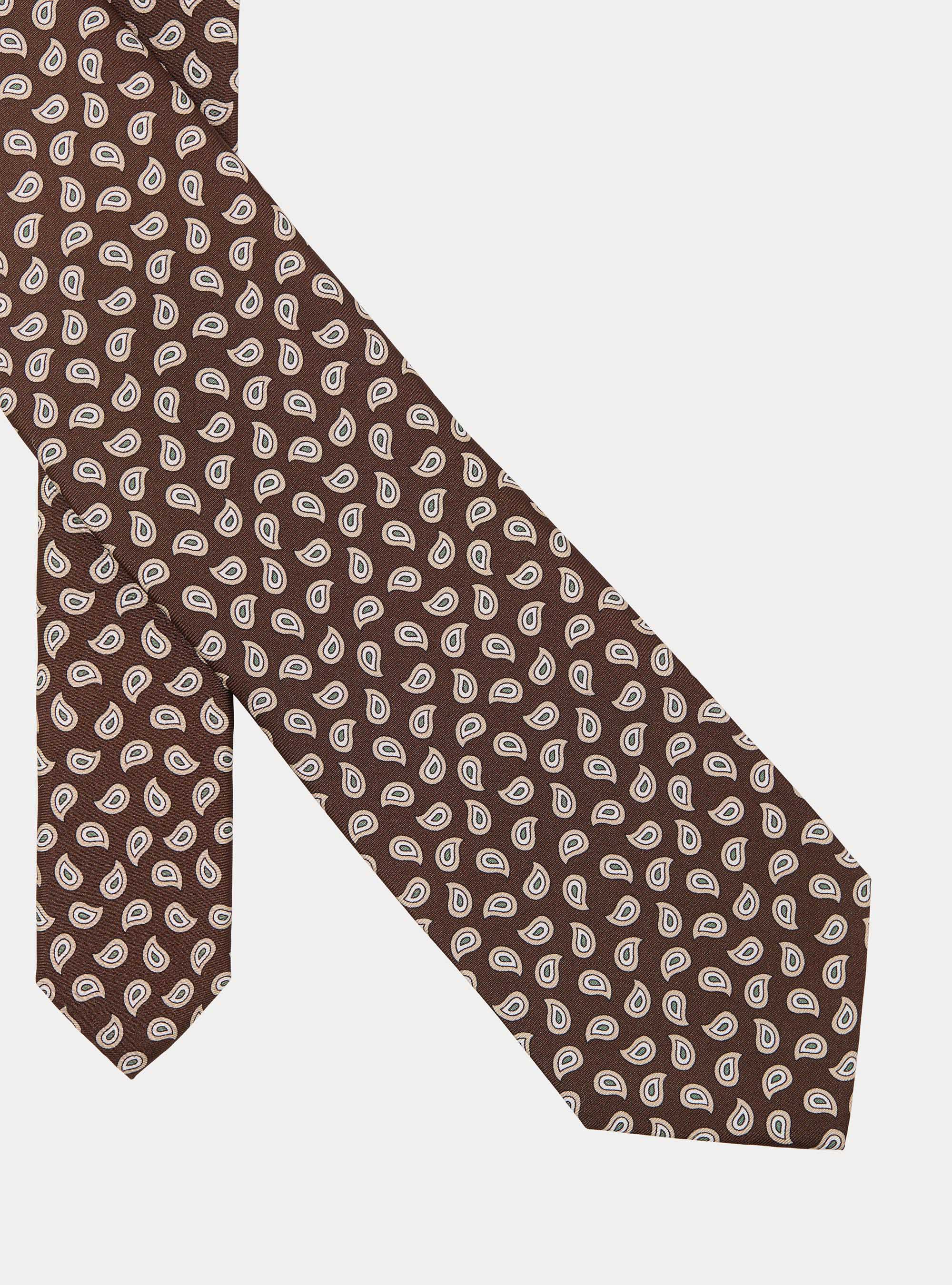 Paisley-patterned silk tie, BROWN