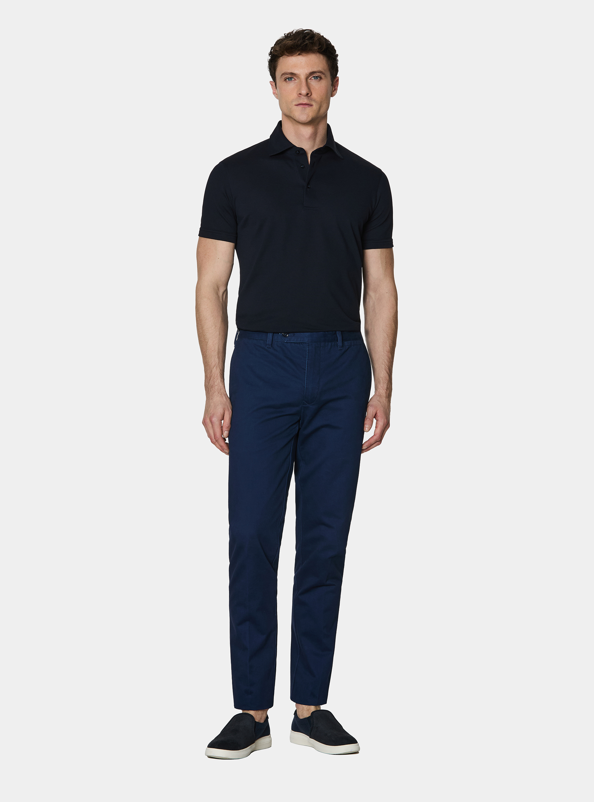 Cotton twill chino trousers, BLUE