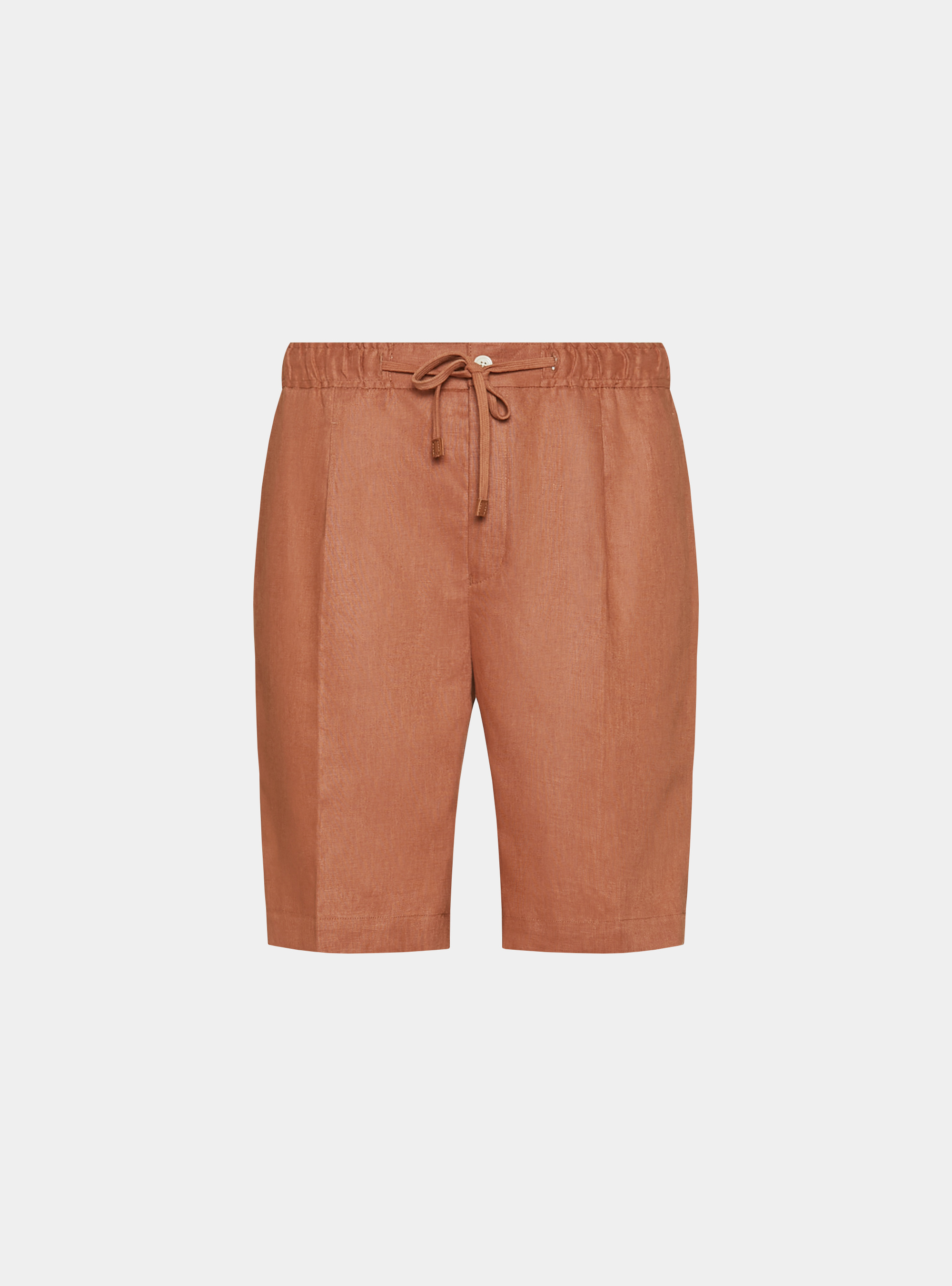 Pure linen bermuda shorts with elastic band, ROSA SALMONE 0468C