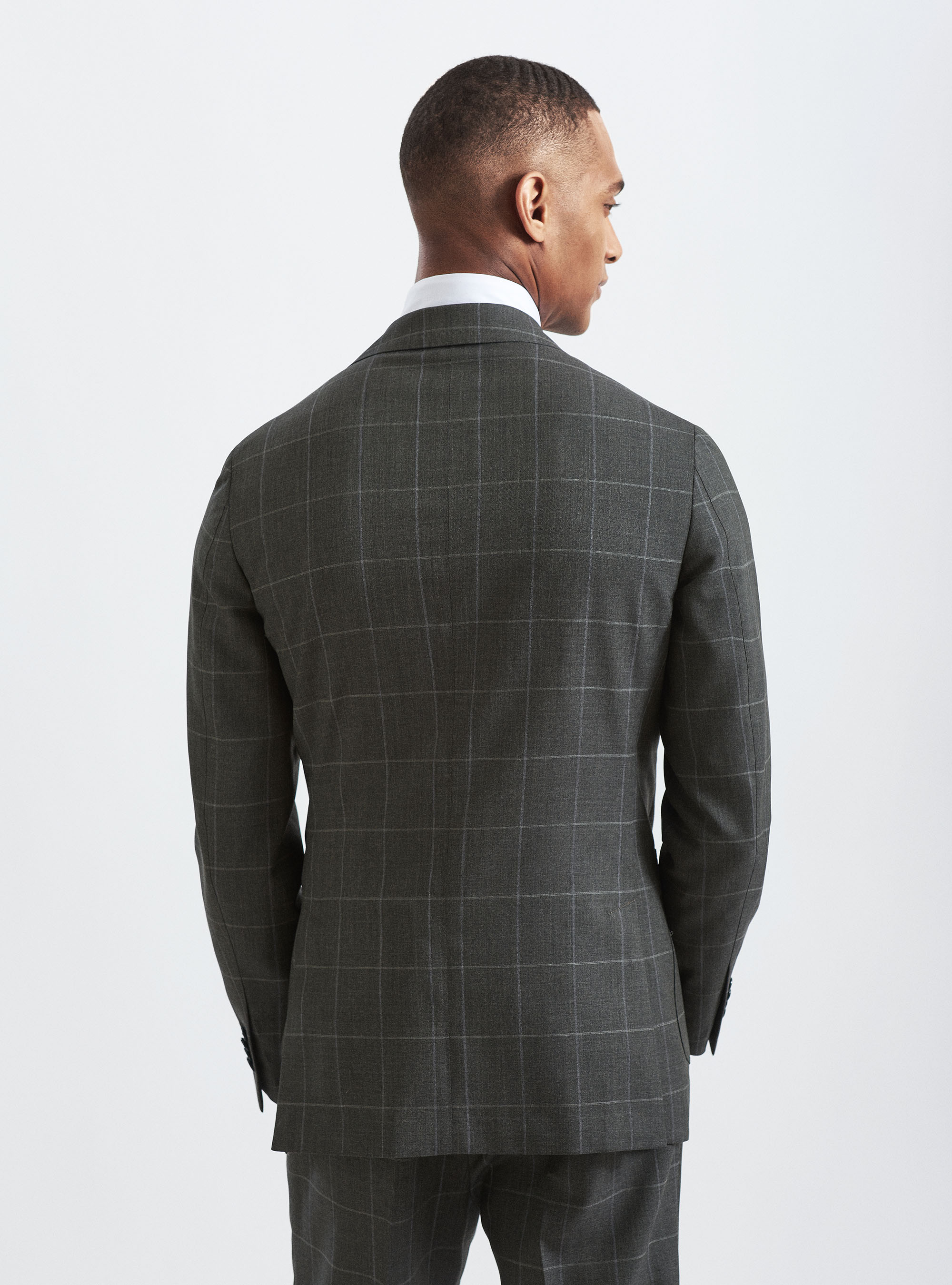 Checked suit blazer in pure wool fabric Vitale Barberis Canonico, GREEN