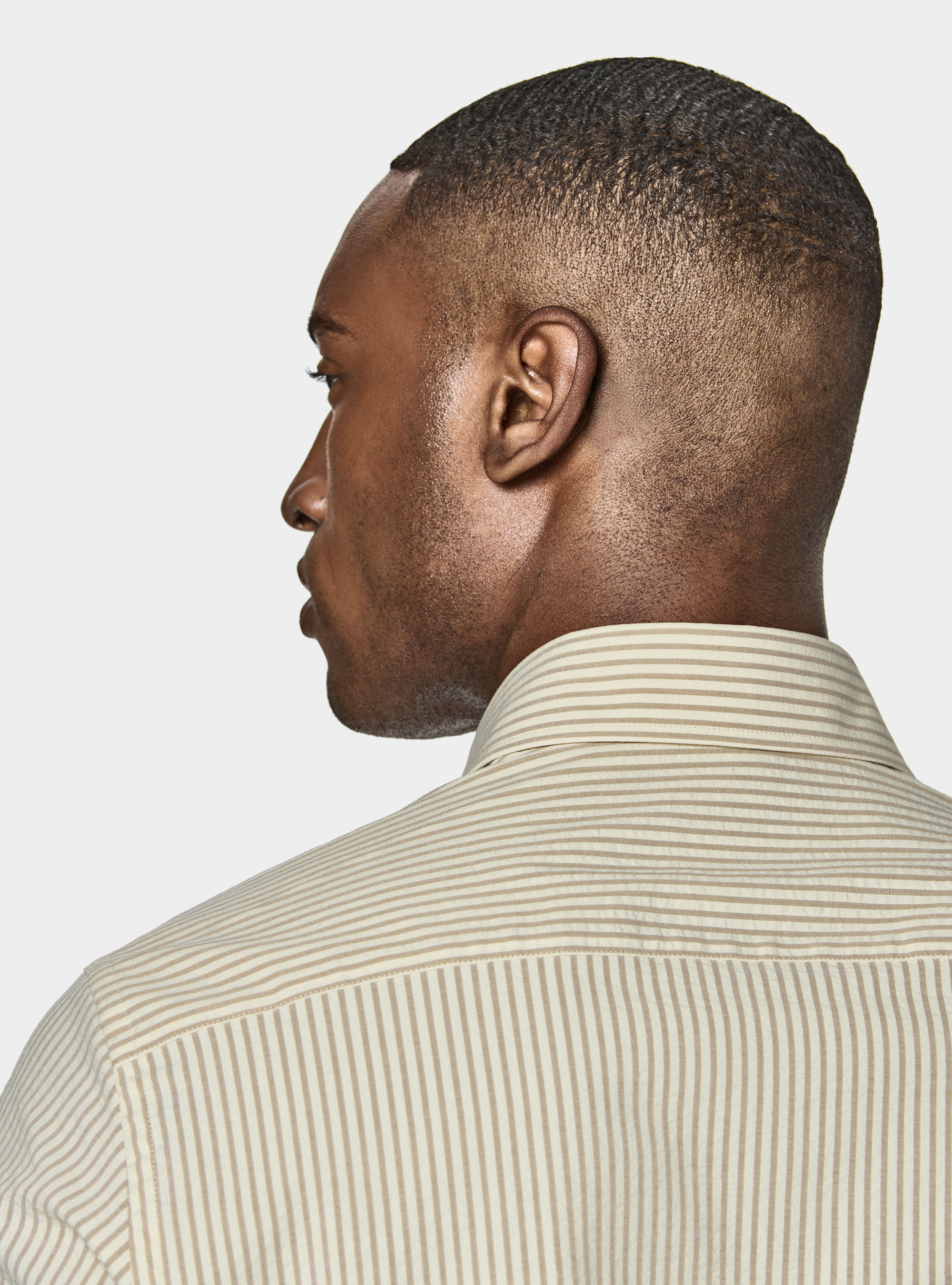 Seersucker cotton blend striped shirt, SAND