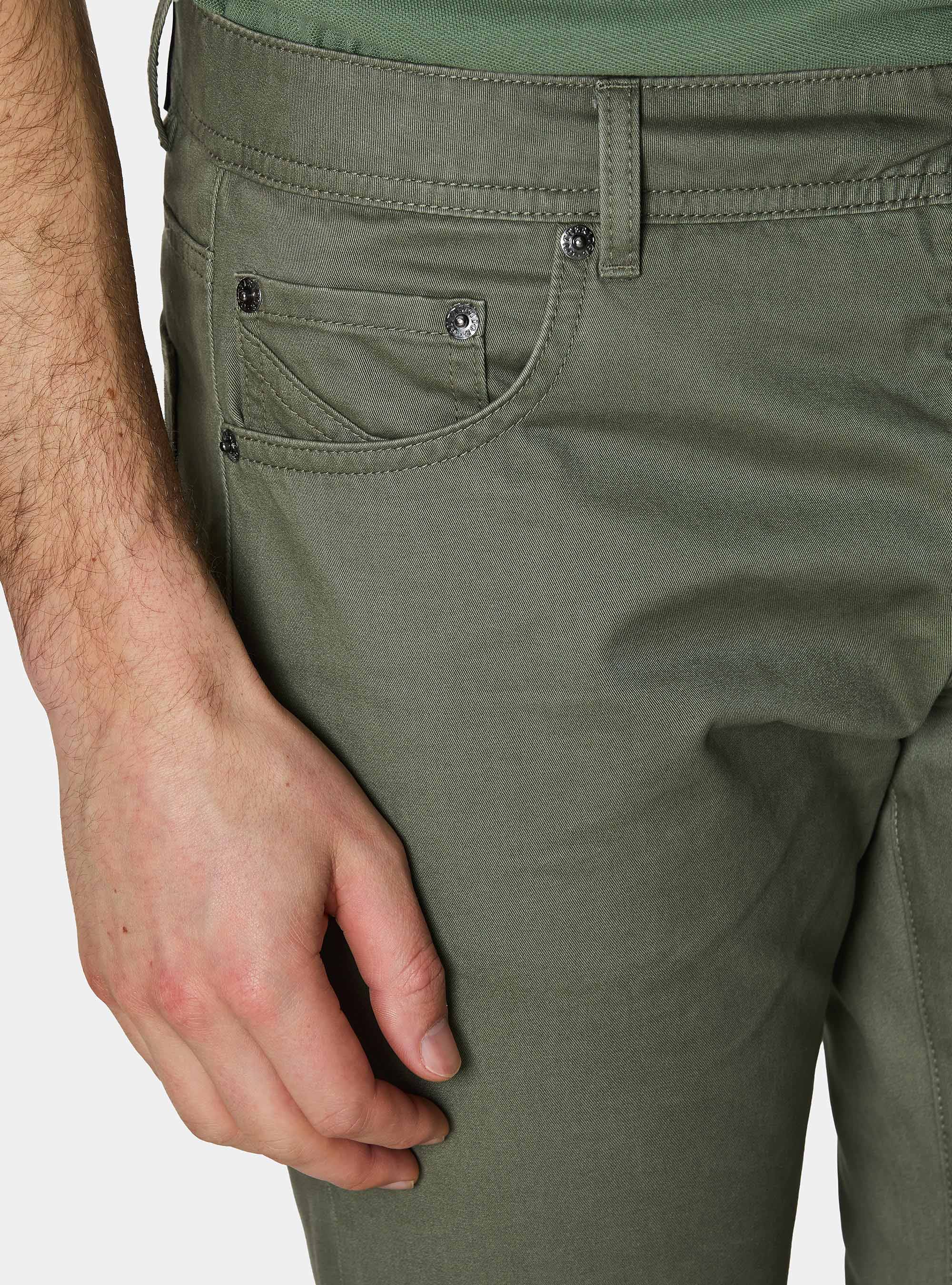 Slim-fit cotton twill trousers, SALVIA 0602C