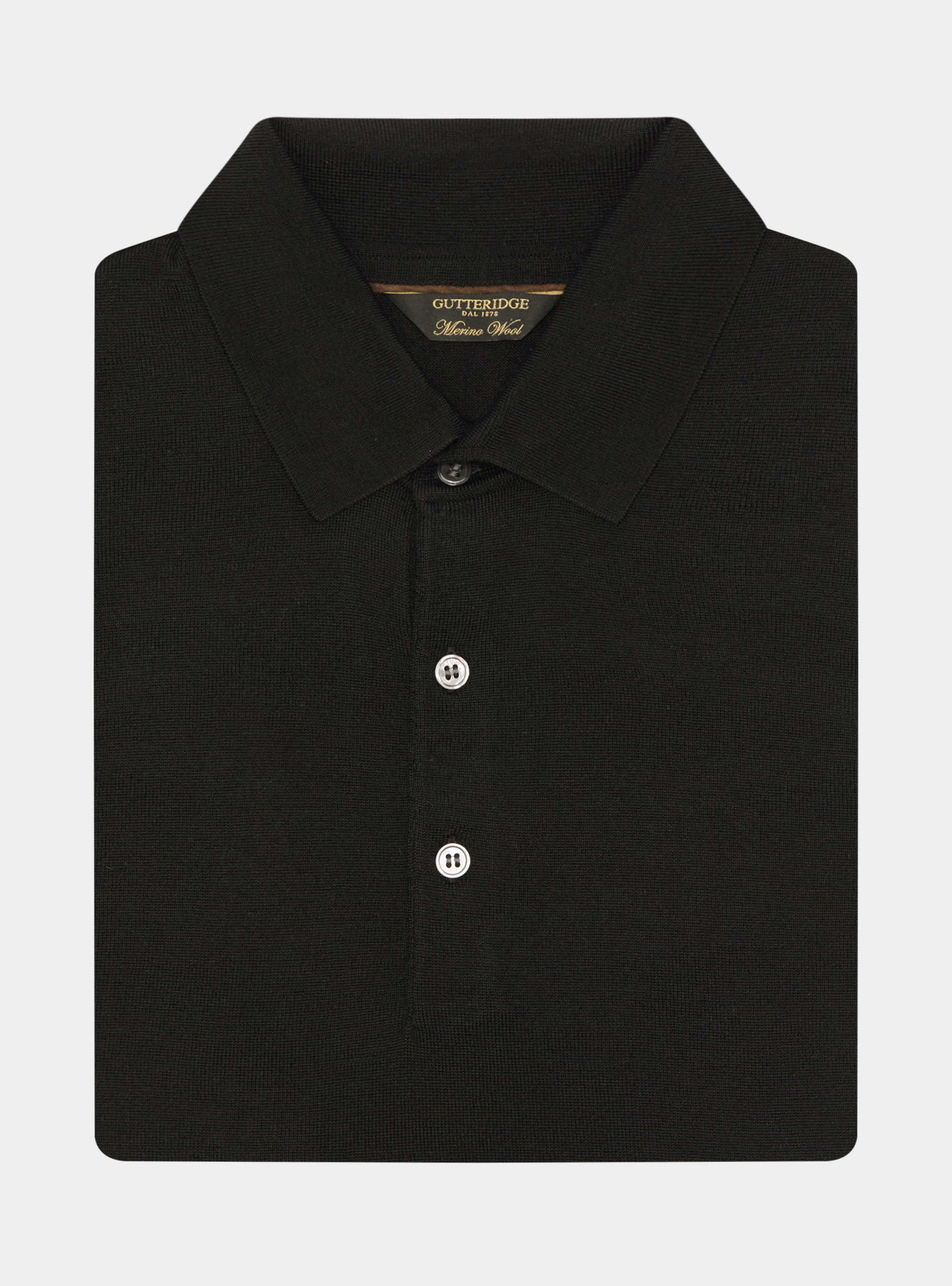 Polo en laine m&eacute;rinos extra-fine, NOIR
