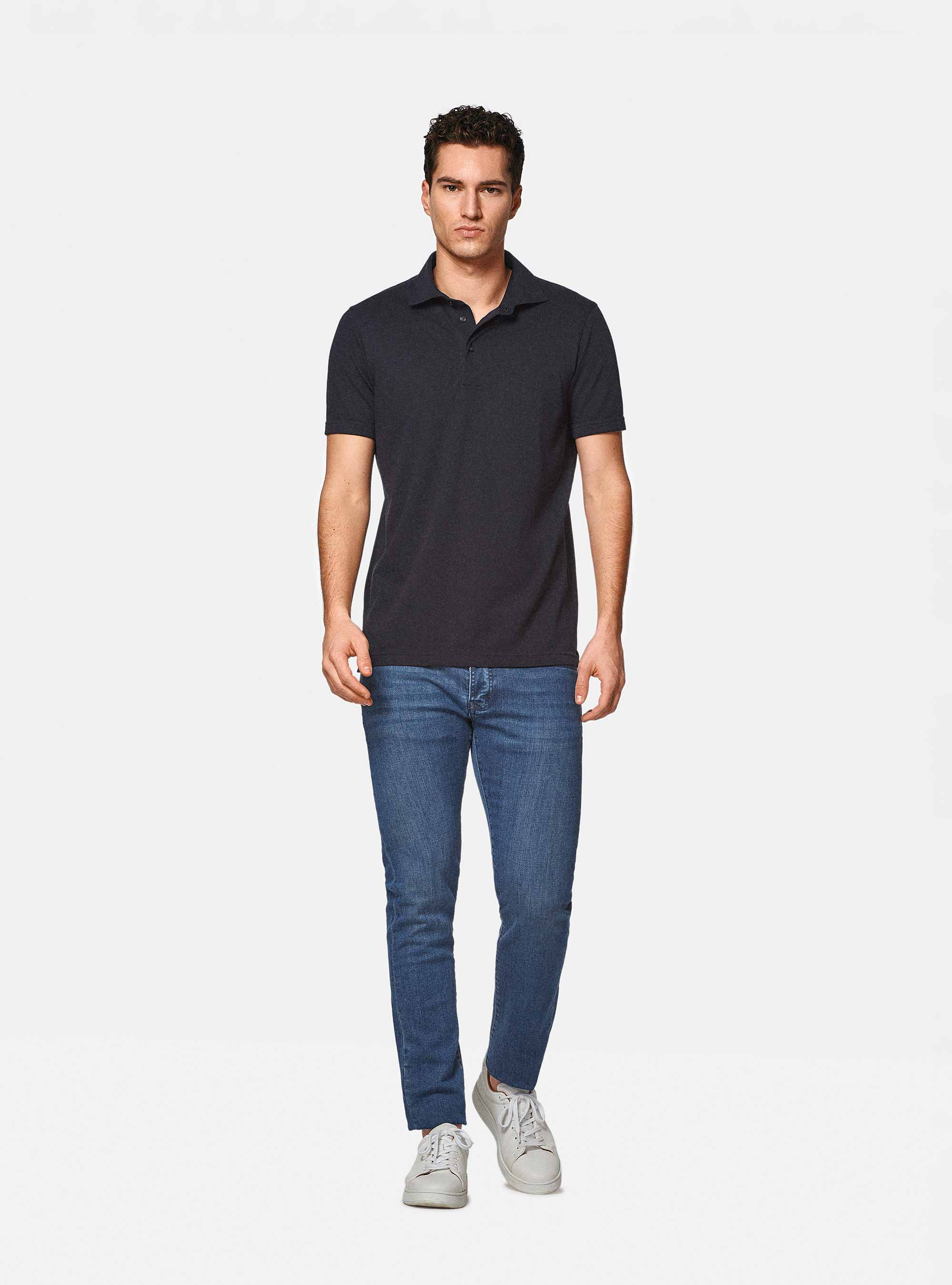 Polo GT01 in piquet stretch, BLU NAVY