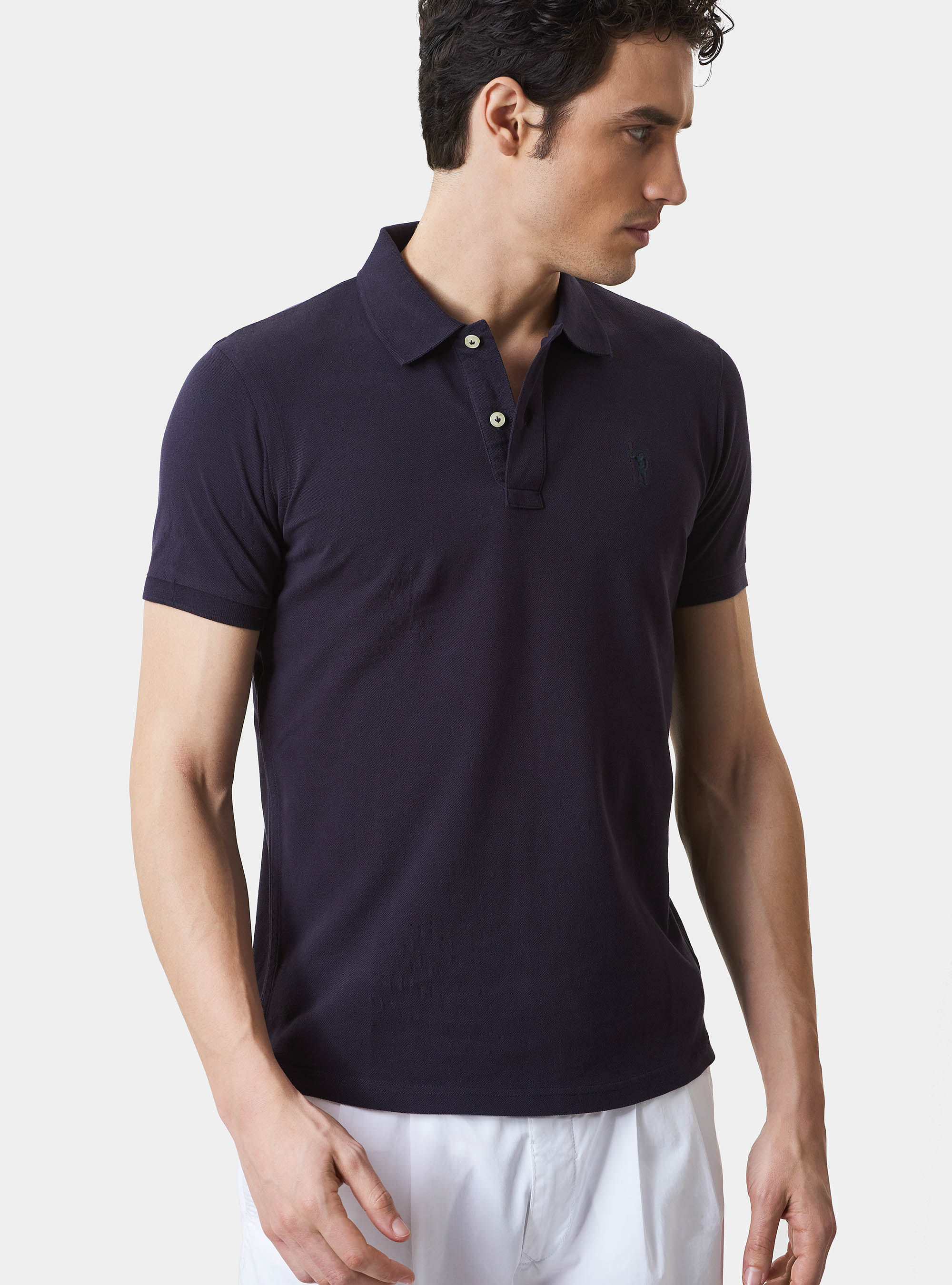 Polo classica con ricamo, BLU NAVY