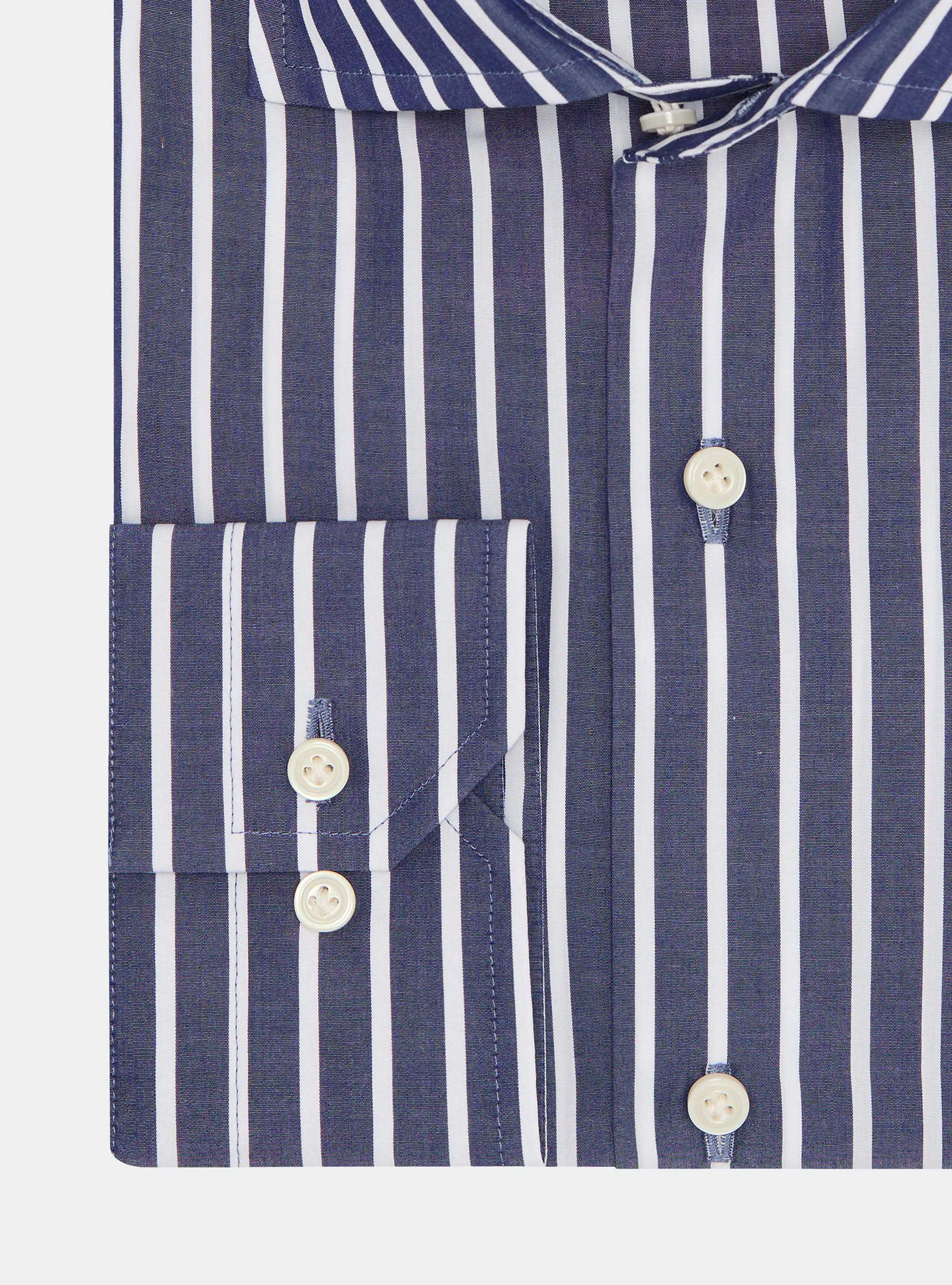 Striped cotton poplin shirt, NAVY BLUE