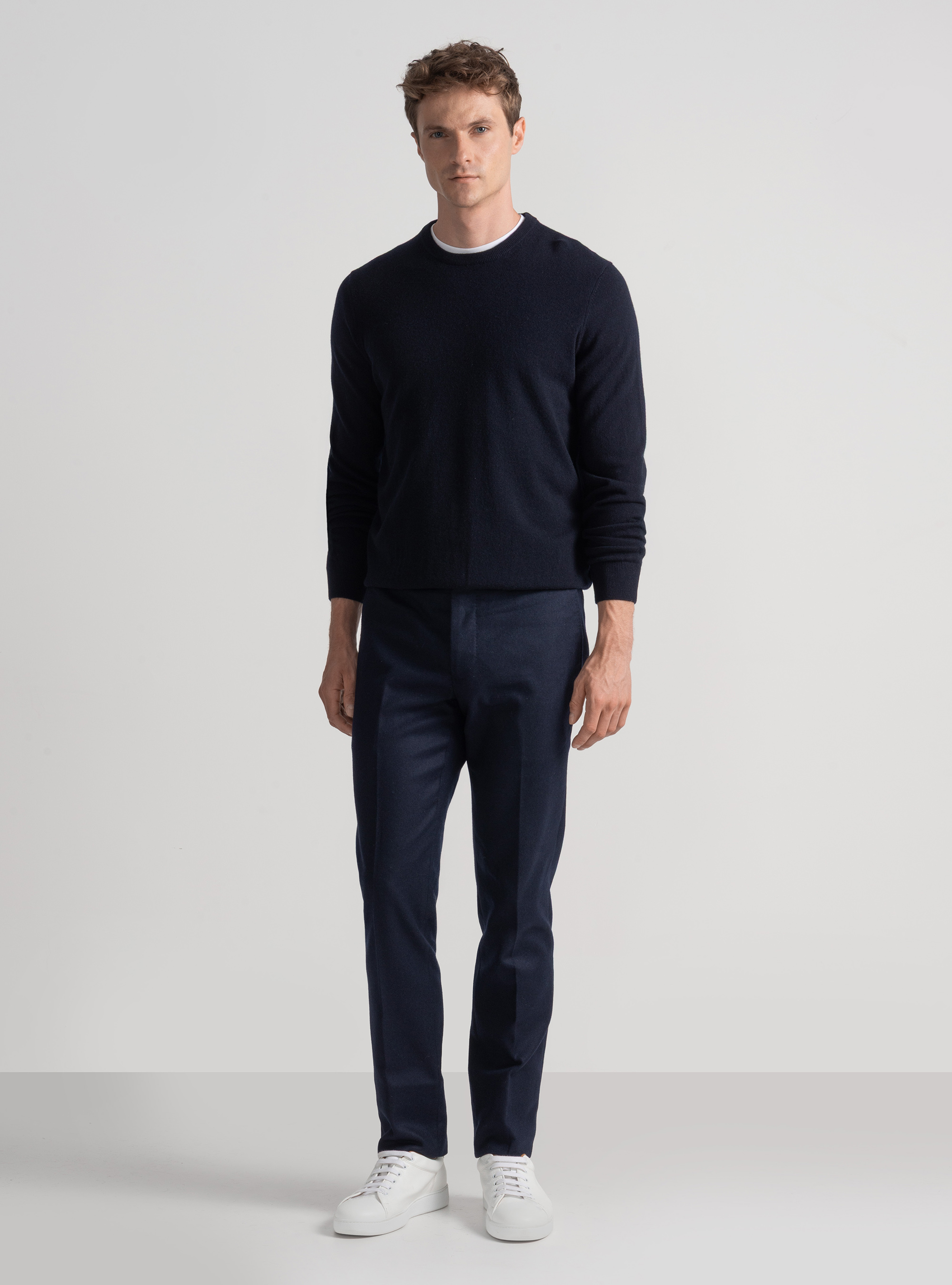 Cashmere crew-neck sweater, NAVY BLUE
