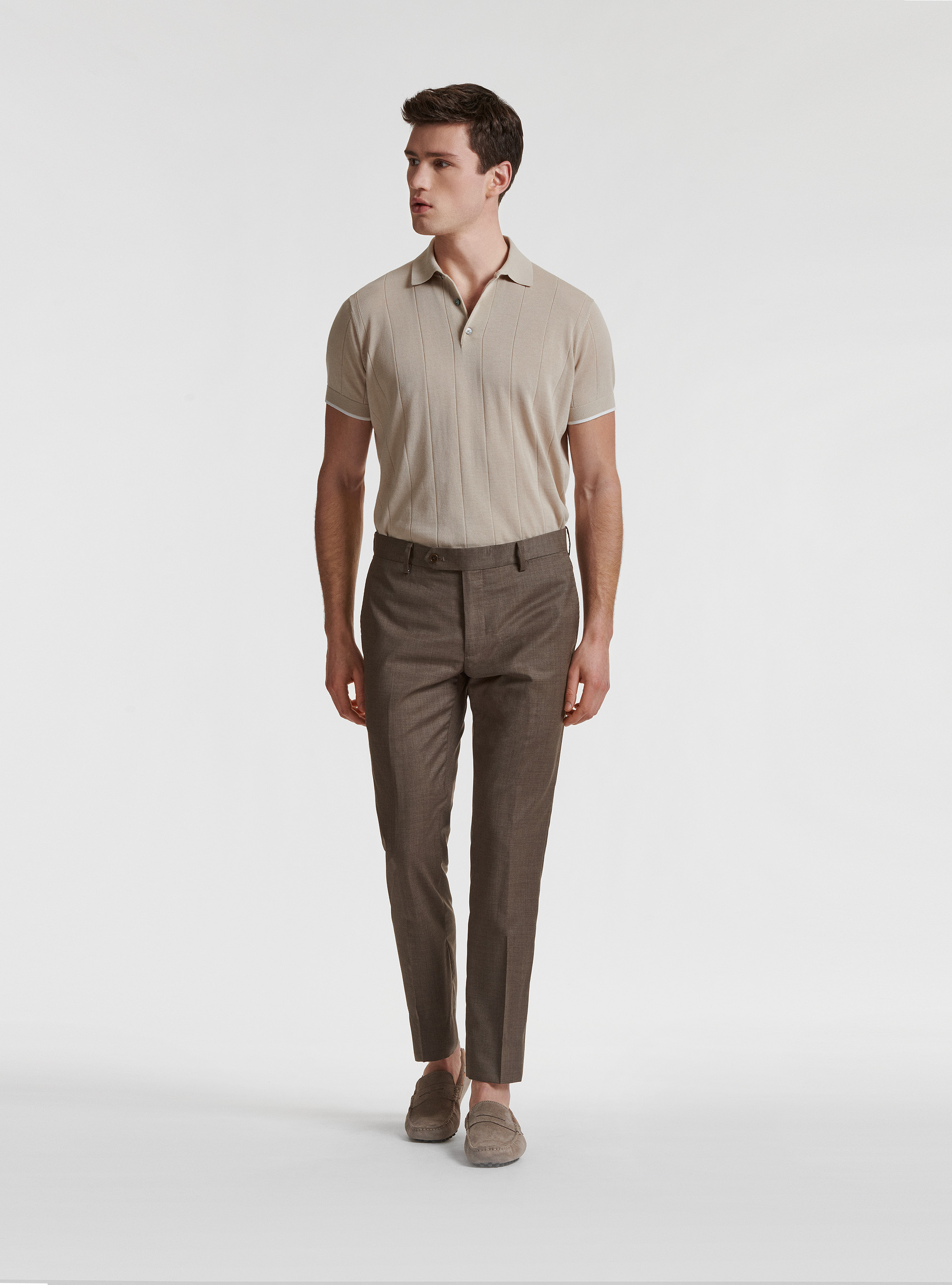 Suit trousers in pure superfine wool 130's Reda, MUD